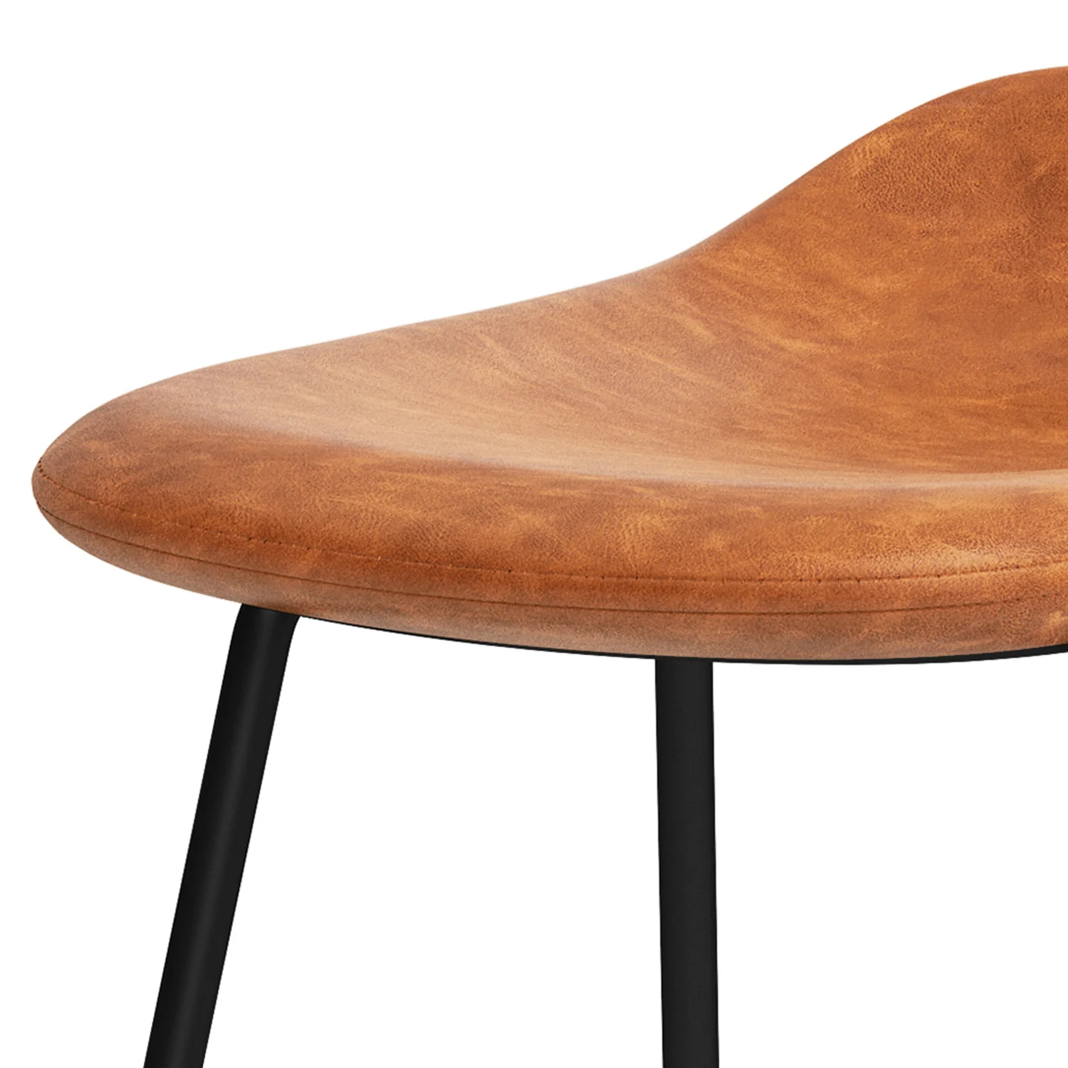 Horizons Faux Leather Stool with Padded Seat and Footrest, Set of 2