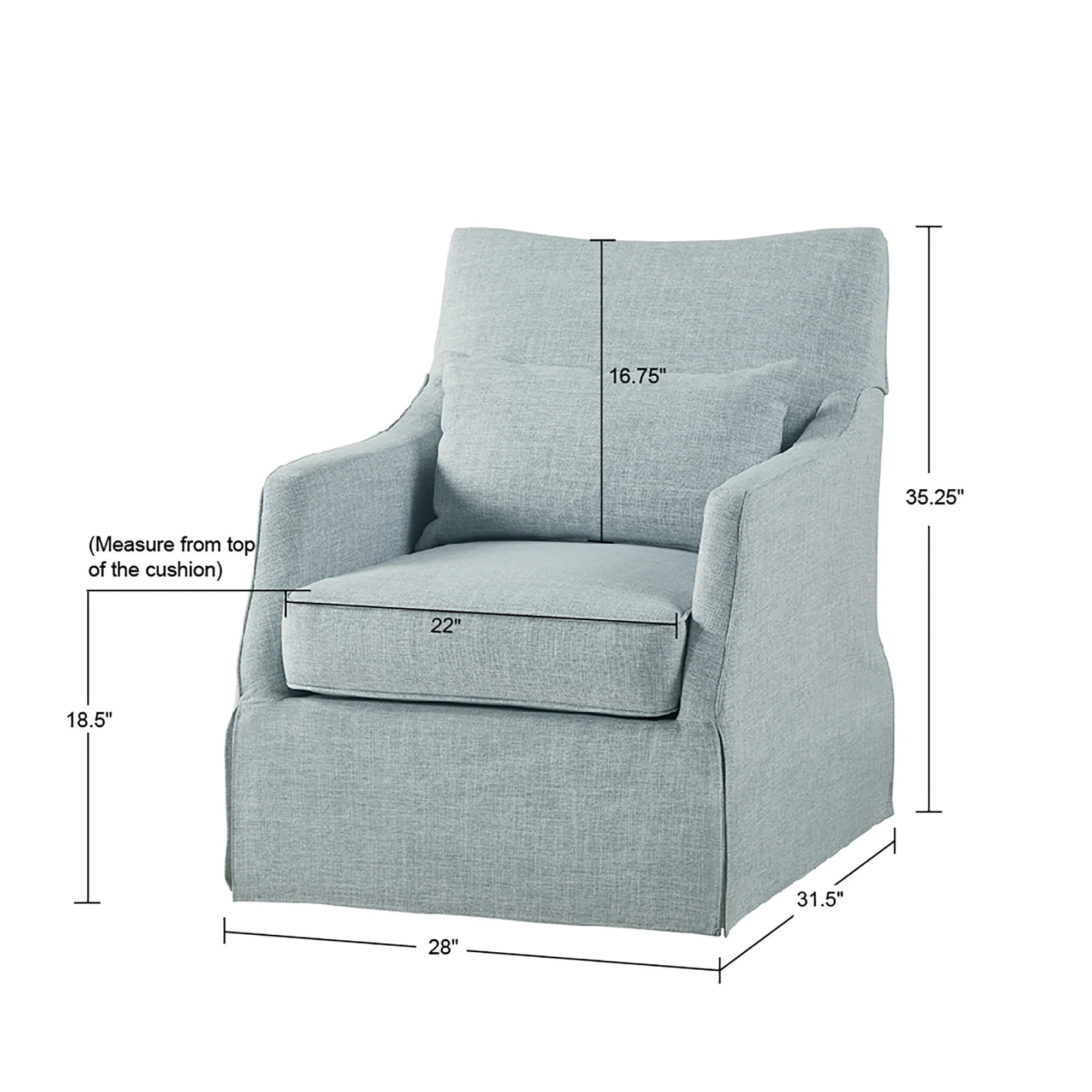 Skirted Swivel Chair with Loose Seat Cushion