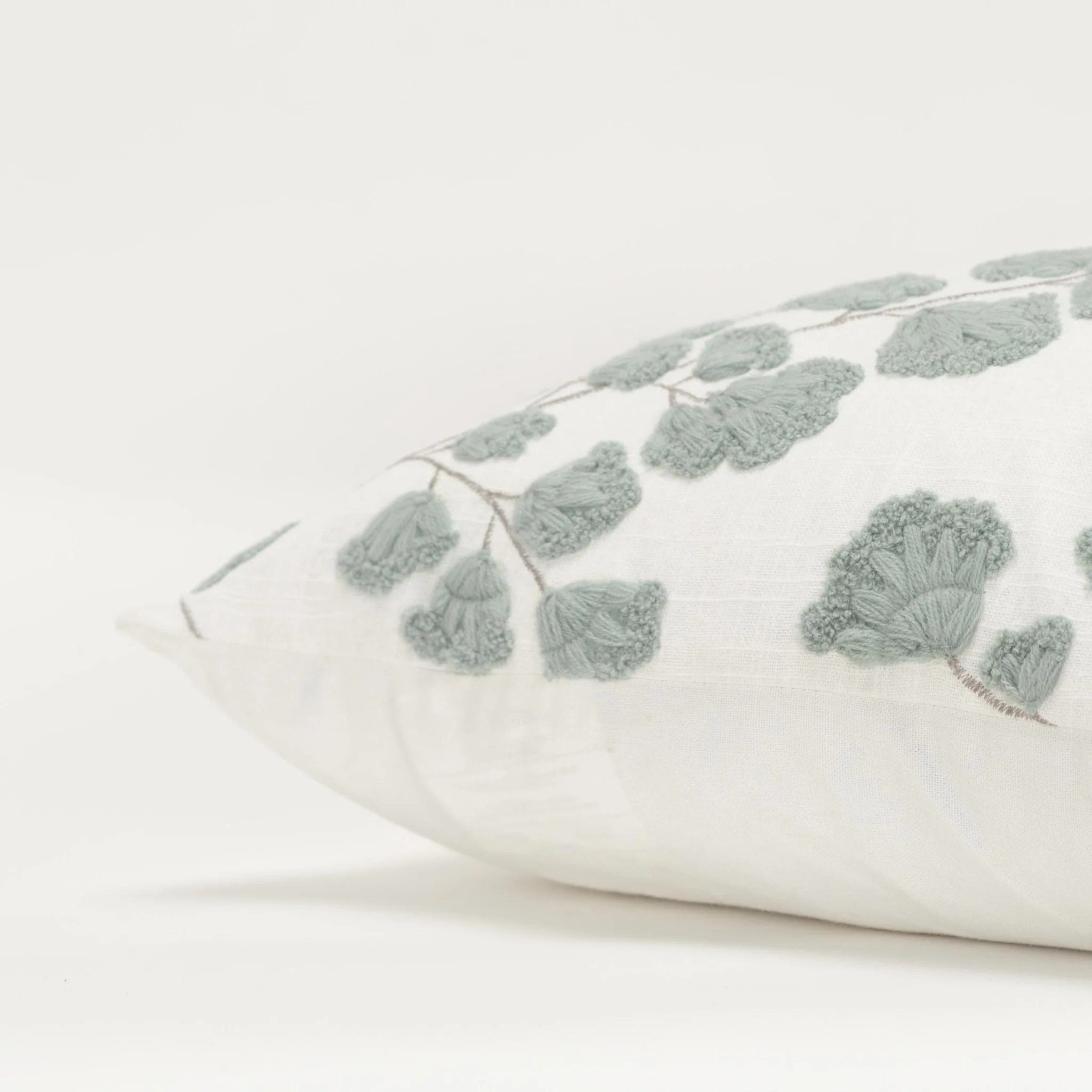 Embroidered Cotton Botanical  Decorative Throw Pillow