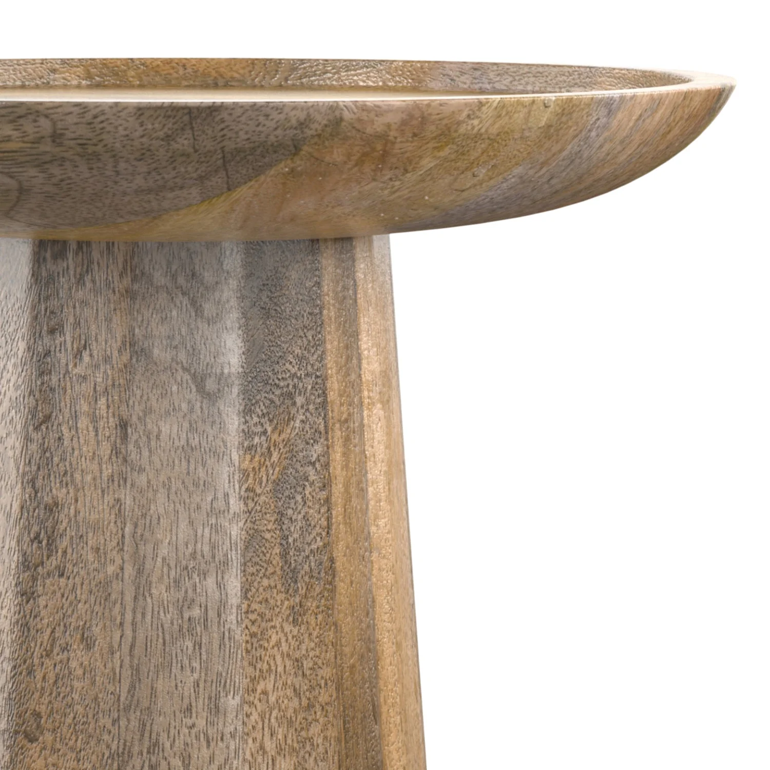 Pantomime Wooden Round Accent Table with Sculptural Design Base