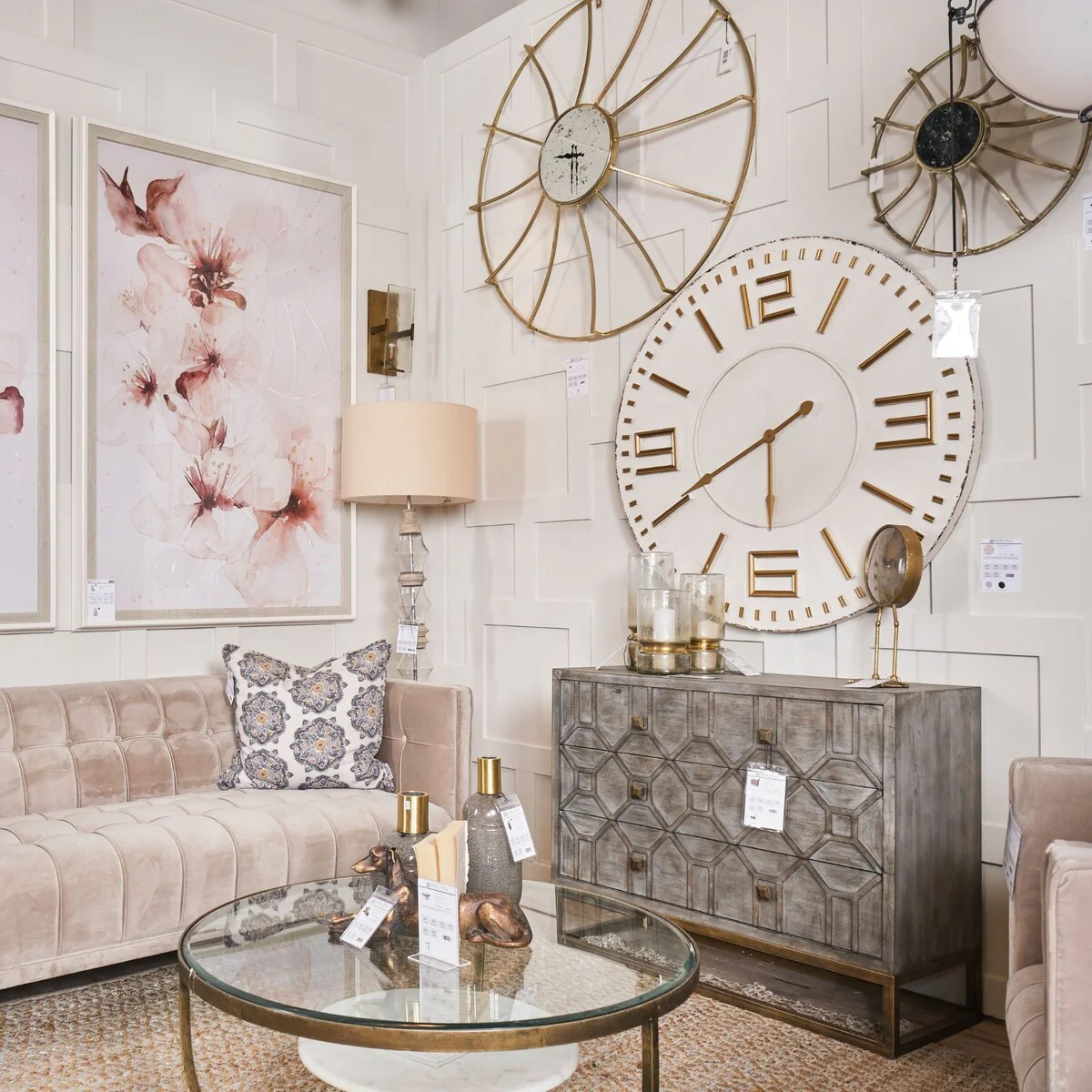 Genevieve I Gray Fir Veneer w/ Iron Frame & 3 Drawer Accent Cabinet - 39.0L x 15.7W x 30.9H