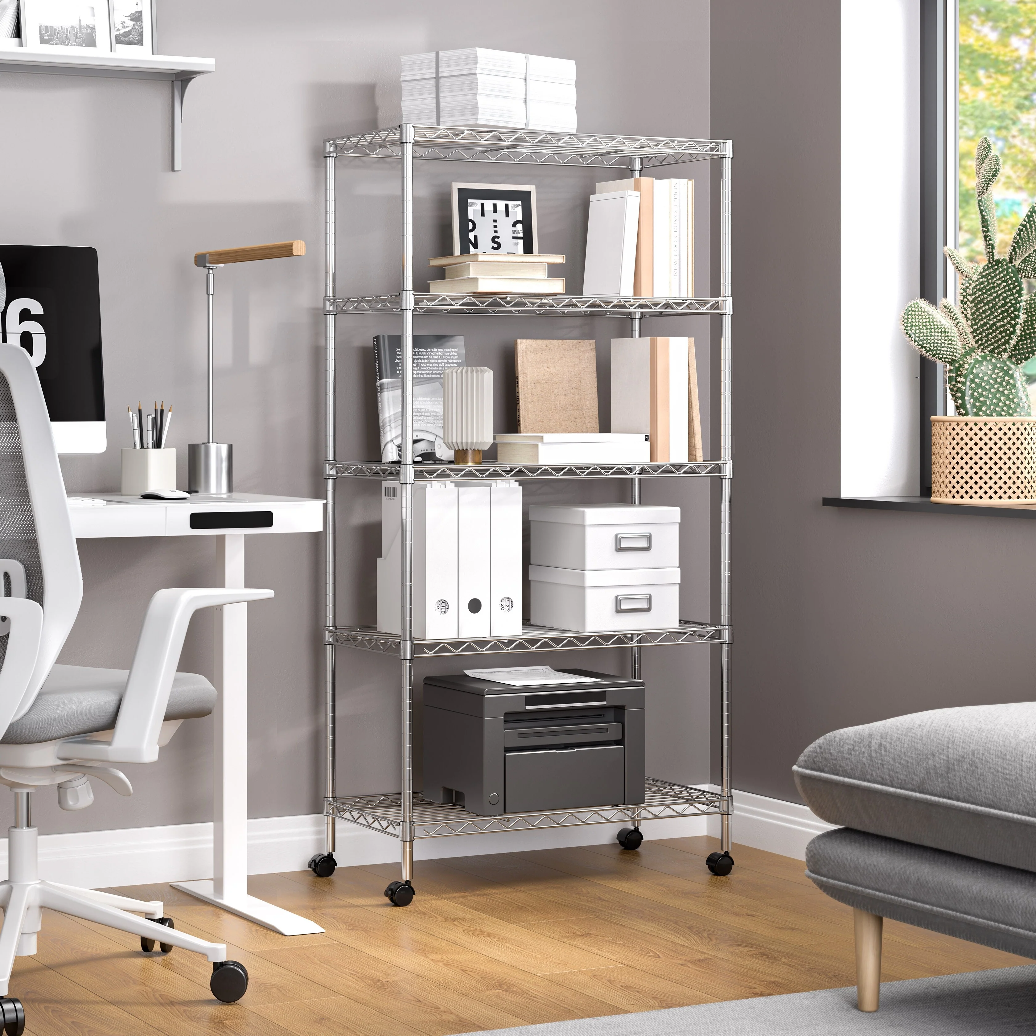 Seville Classics 5-Tier Steel Wire Shelving with Wheels, 30