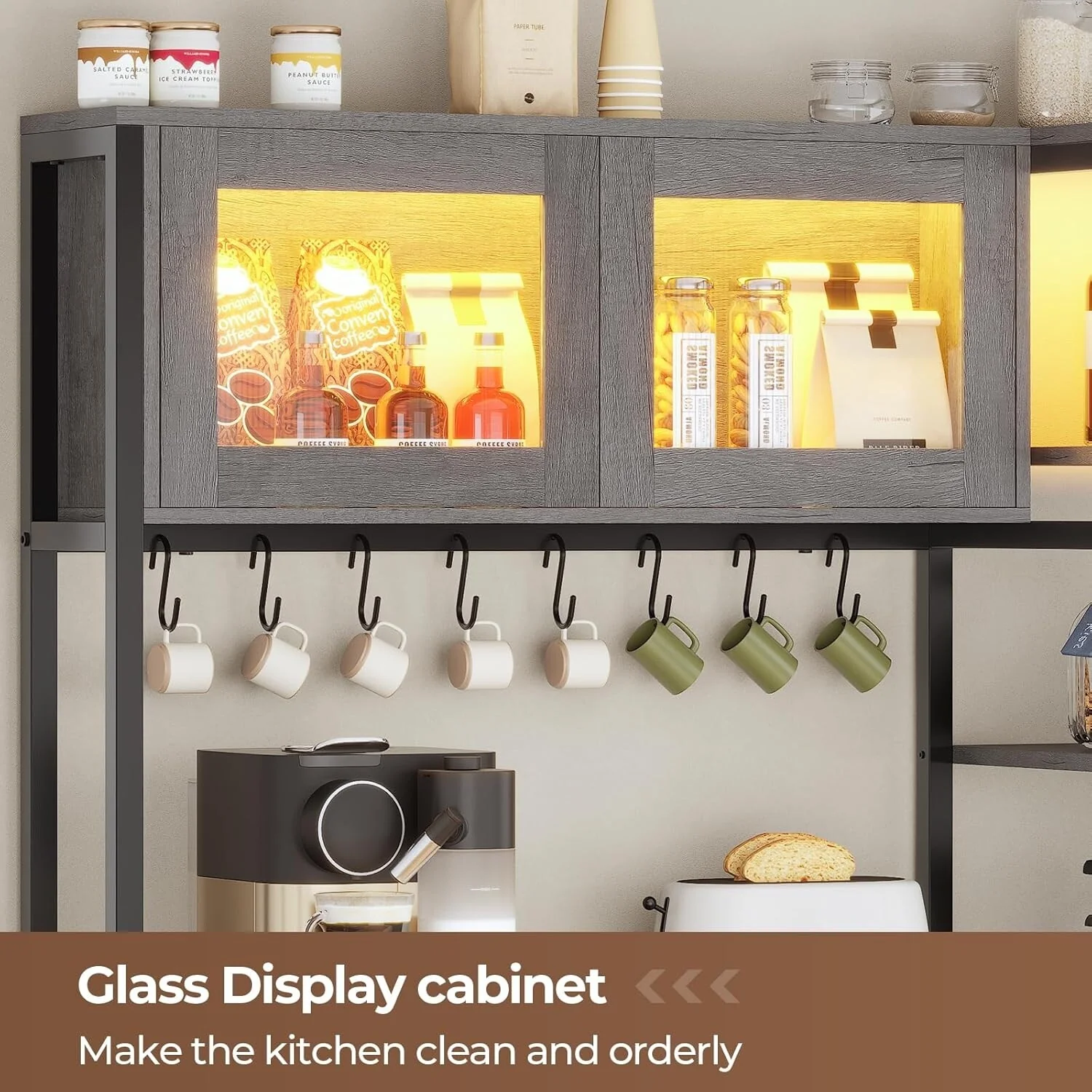 Bakers Rack for Kitchen with Storage Coffee Bar Cabinet