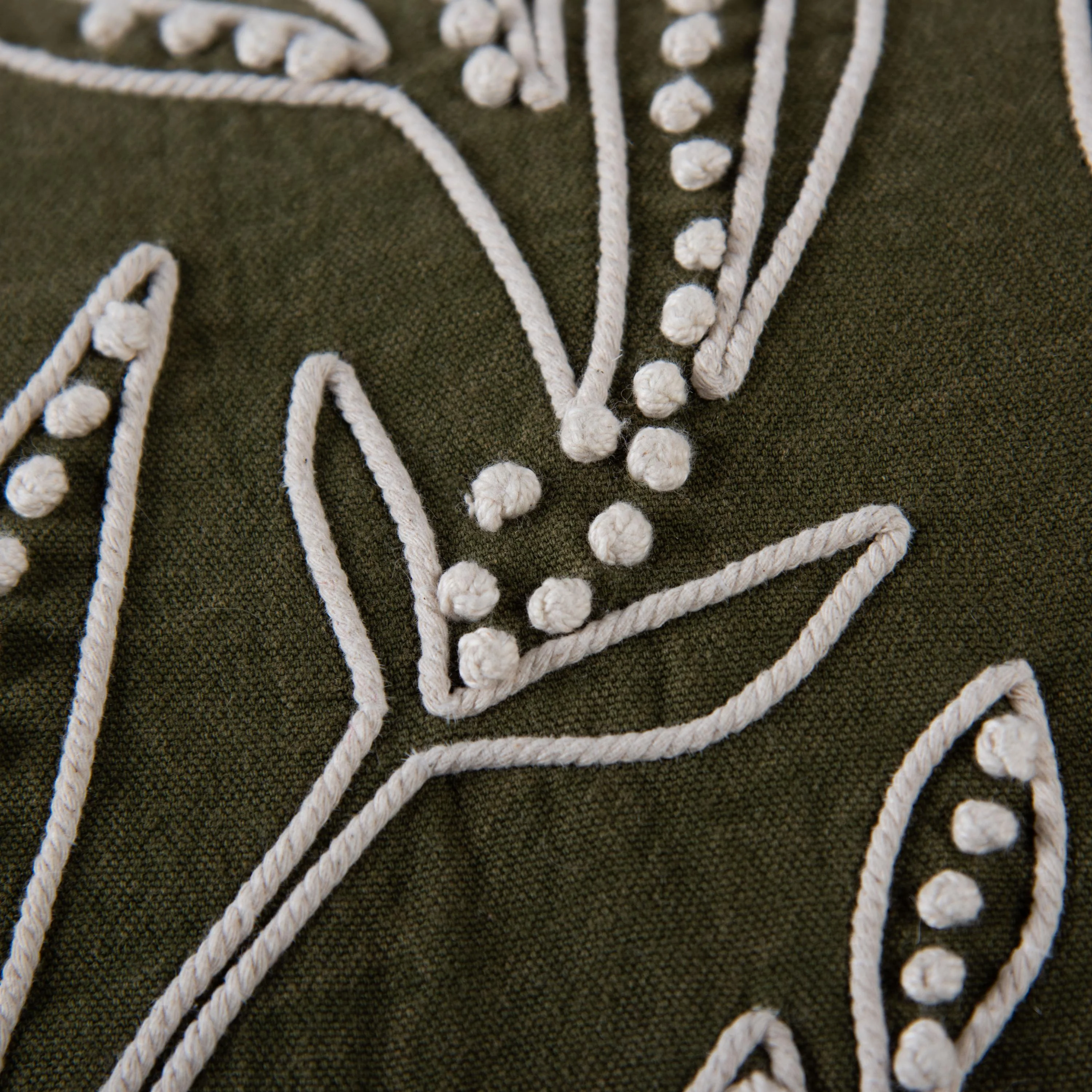 Botanical Embroidered Throw Pillow