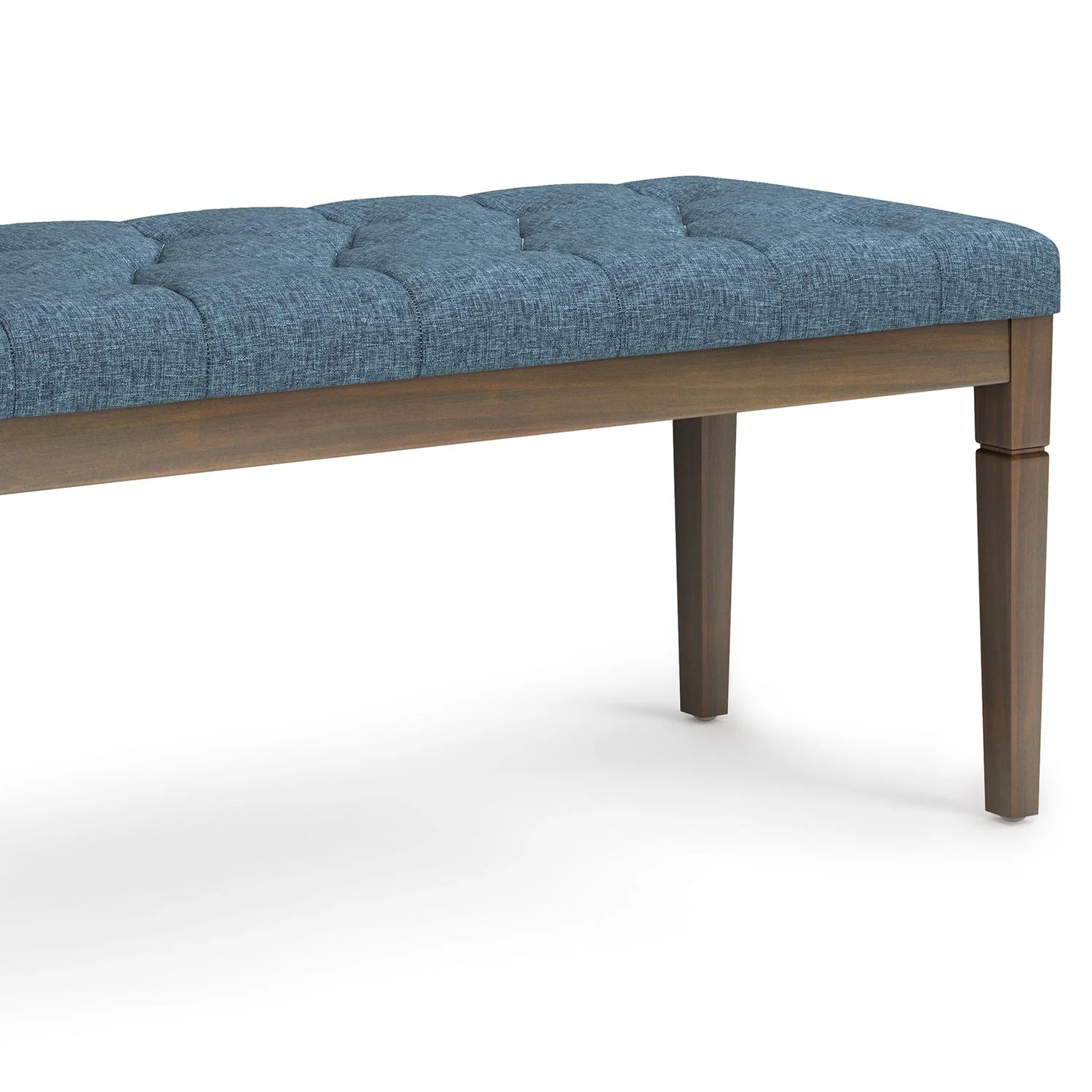 Hushed Upholstered Tufted Ottoman Bench with Carved Legs