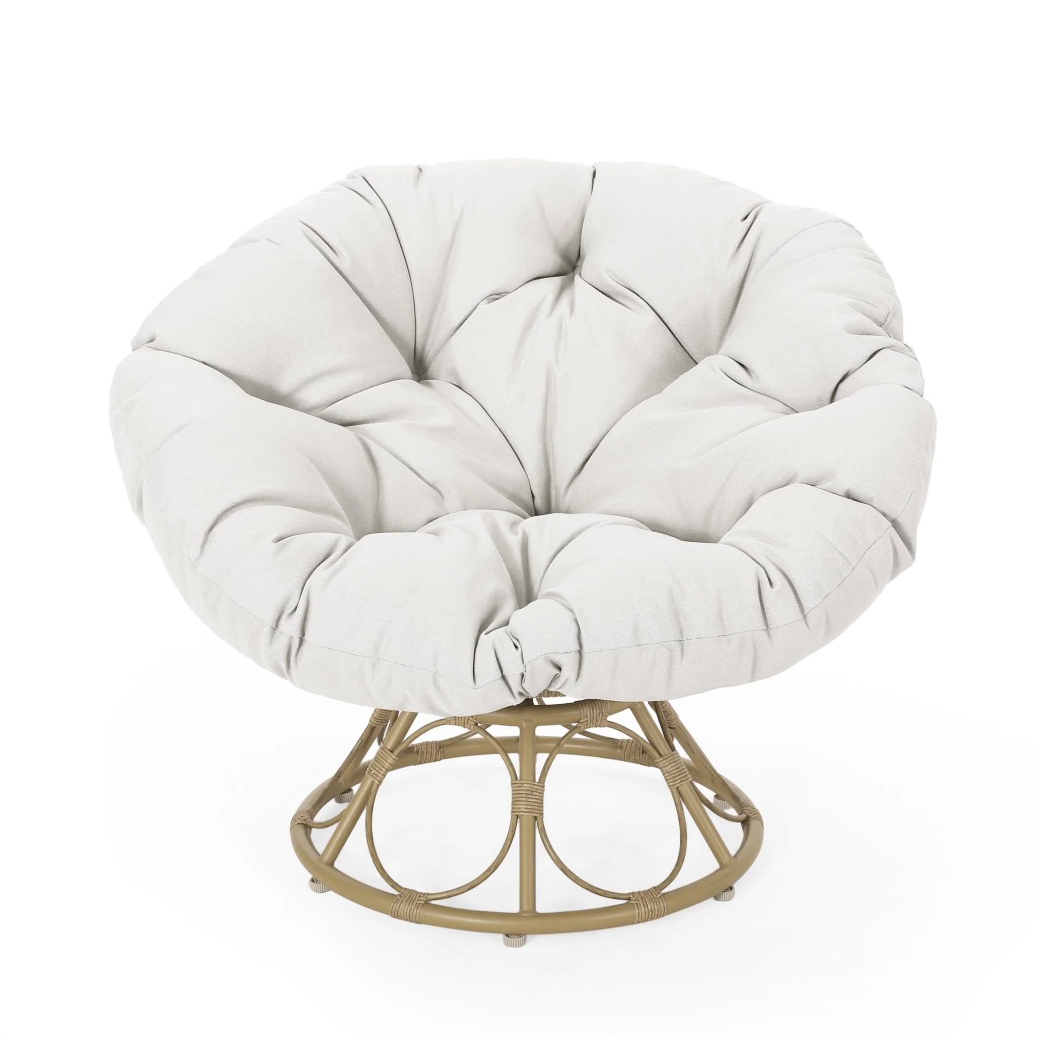Indoor/Outdoor Papasan Swivel Chair with Water Resistant Cushion