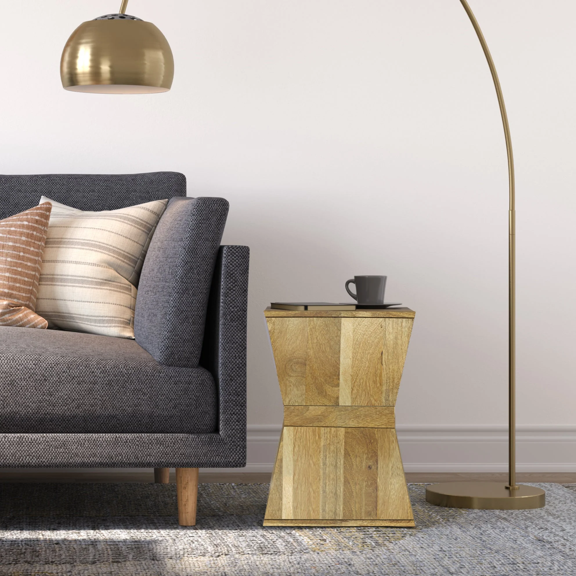 Geometric Wooden Side Table with Square Top and Base