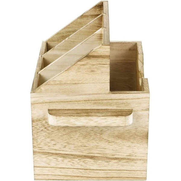 Wooden Sliverware Holder Flatware Utensil Caddy with Handles - oak