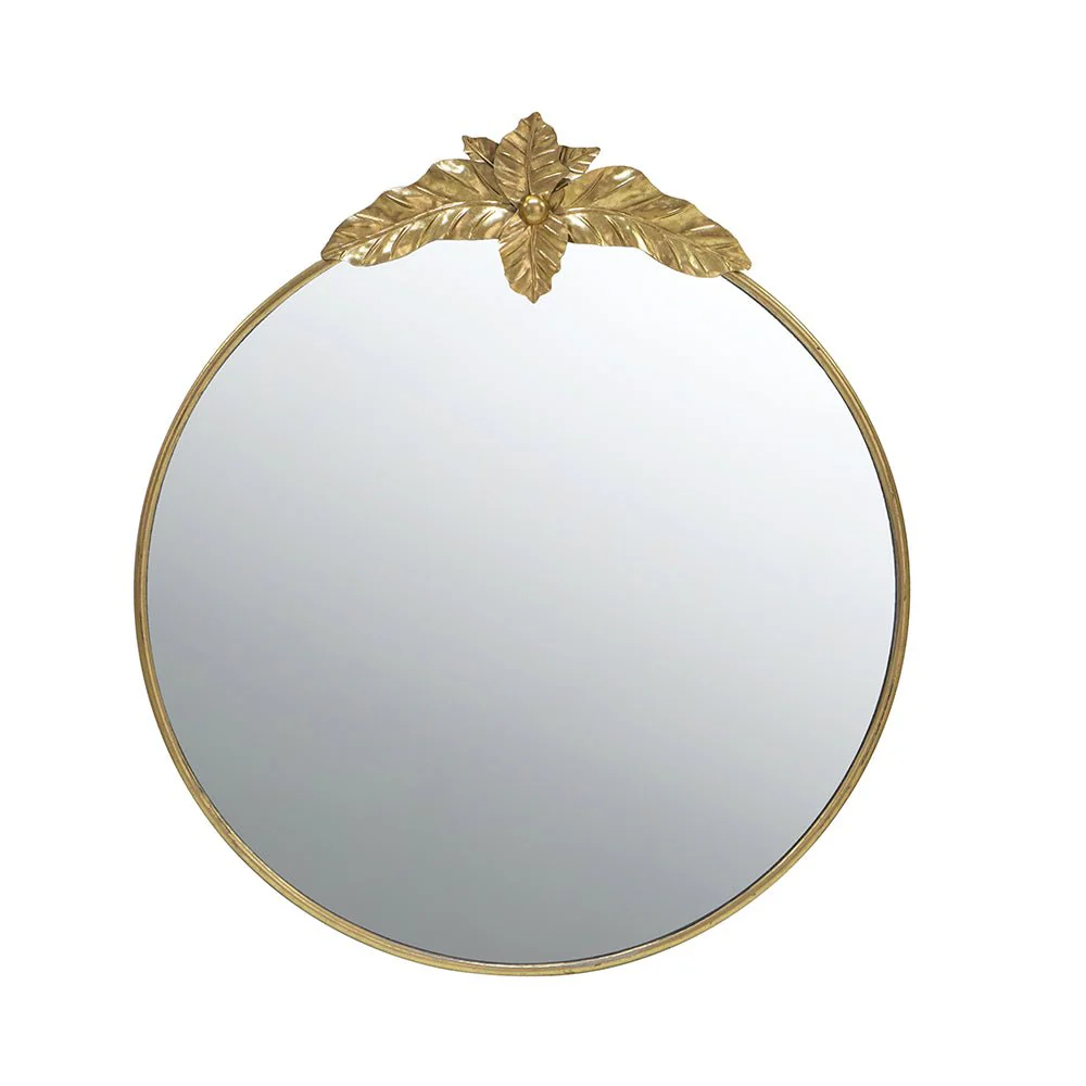 Large Round Wall Mirror with Gold Metal Frame