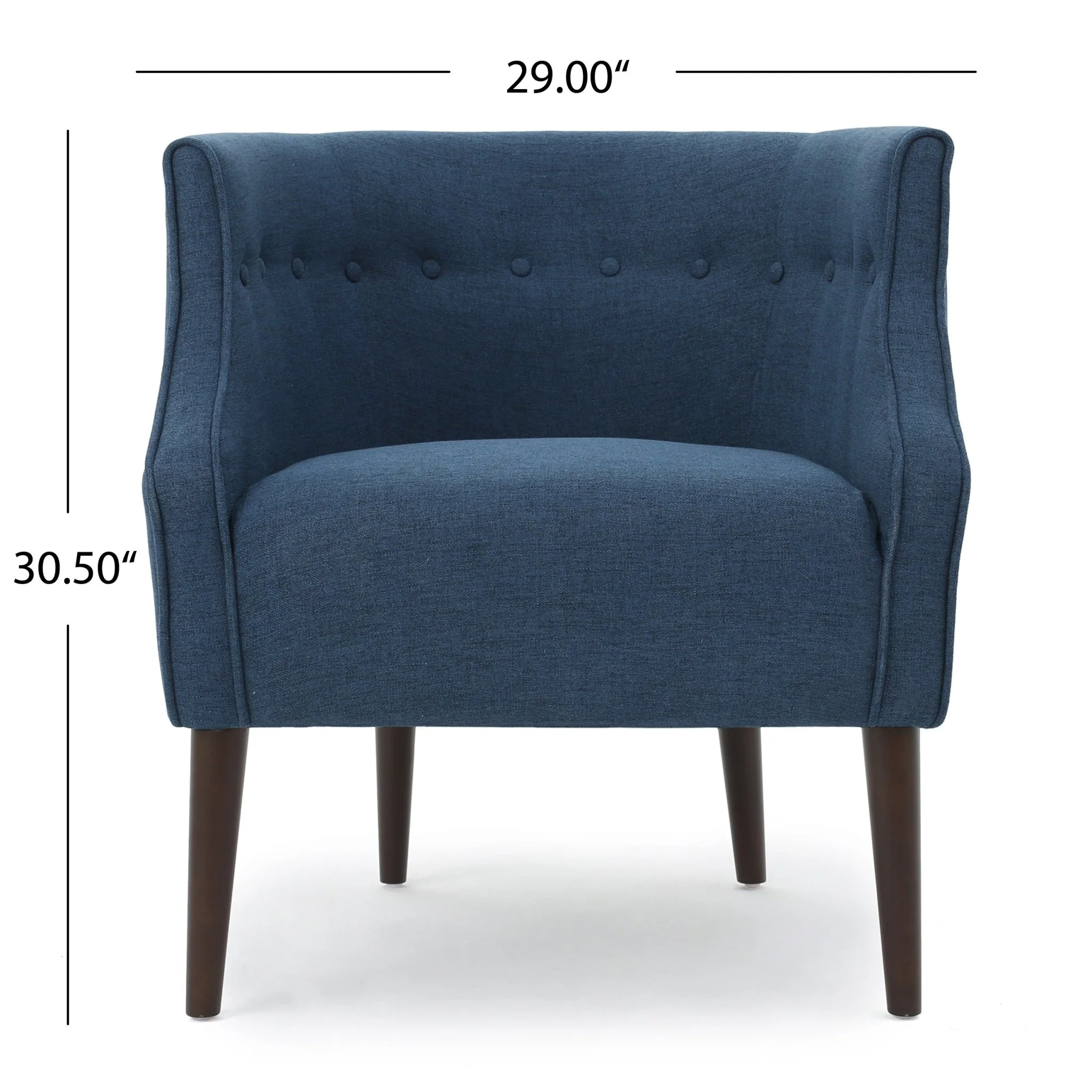 Flutter Upholstered Club Chair with Button Tufting and Tapered Wood Legs