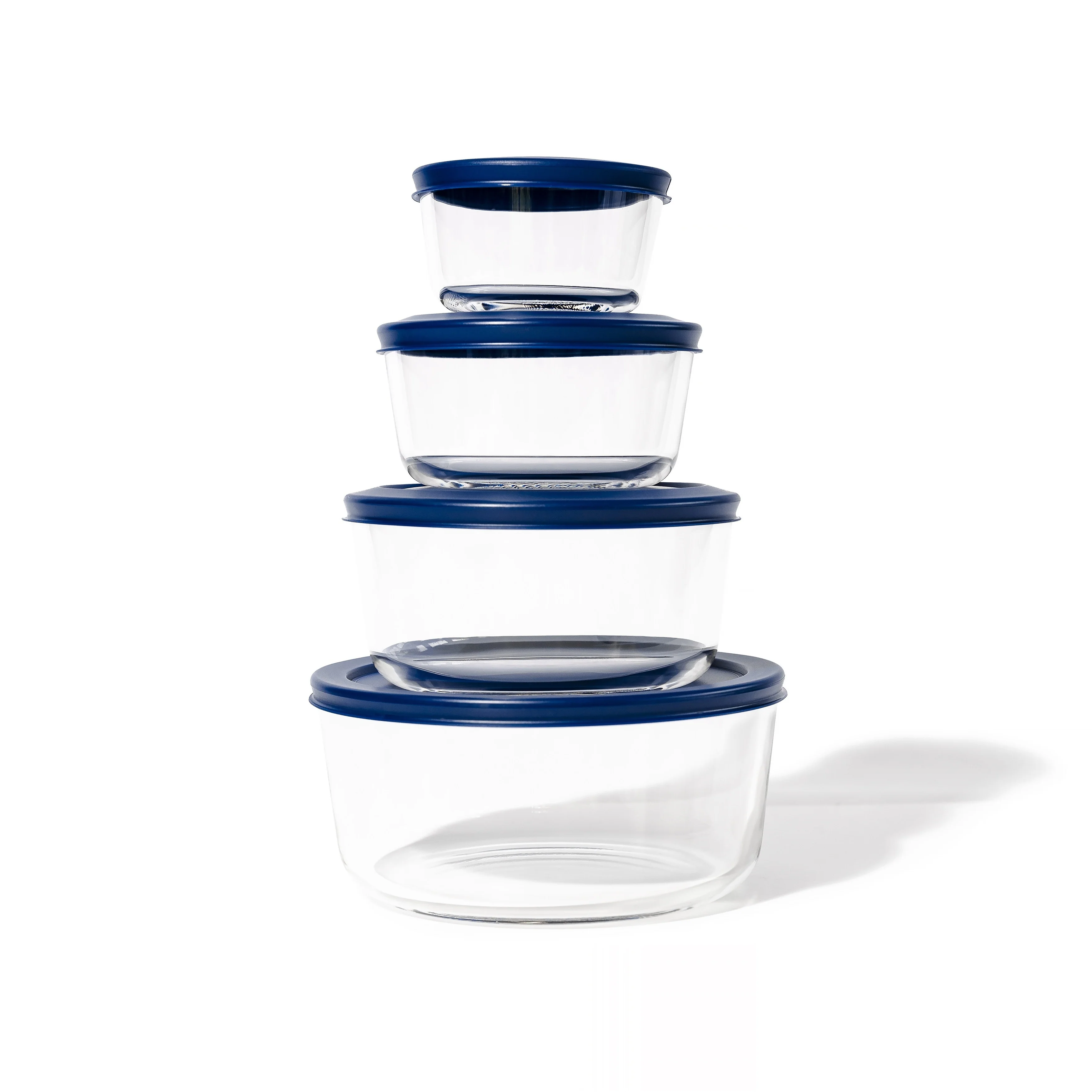 Glass Food Storage Set - Round Nesting, 8-Piece, BPA-Free, Airtight Lids, Microwave & Oven Safe