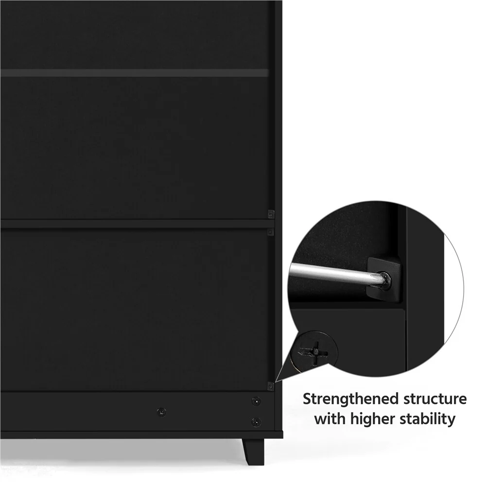 Yaheetech 5-Tier & 1 Drawer Shoe Storage Cabinet Closed Adjustable Shoes Rack - N/A