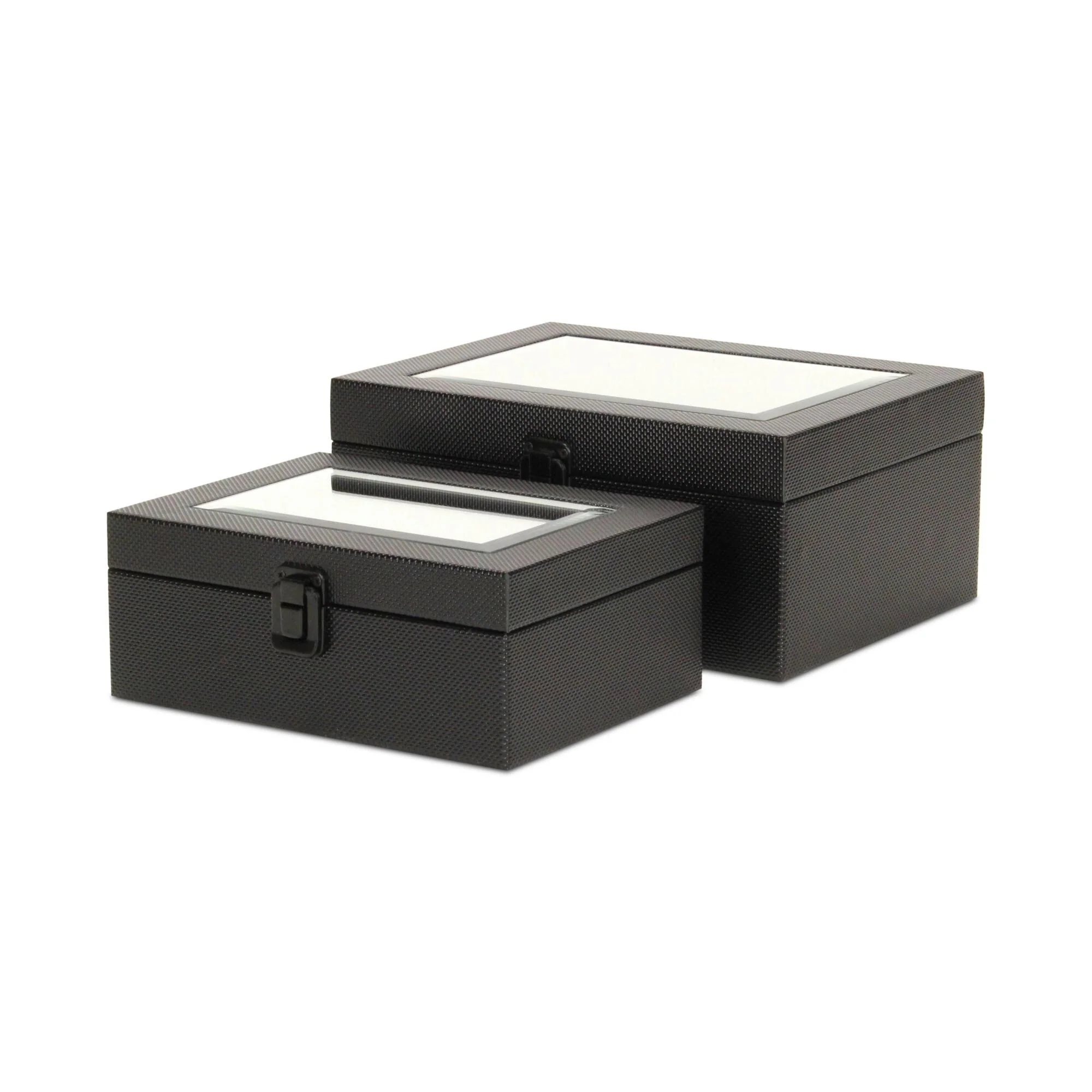 Woven Pattern Mirrored Storage Box Set - 10.25