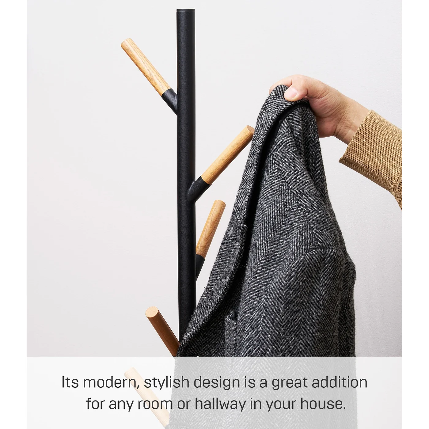 Yamazaki Home Coat Rack, Steel, Holds 26.4 lbs - L 11.02 x W 11.02 x H 69.69 inches