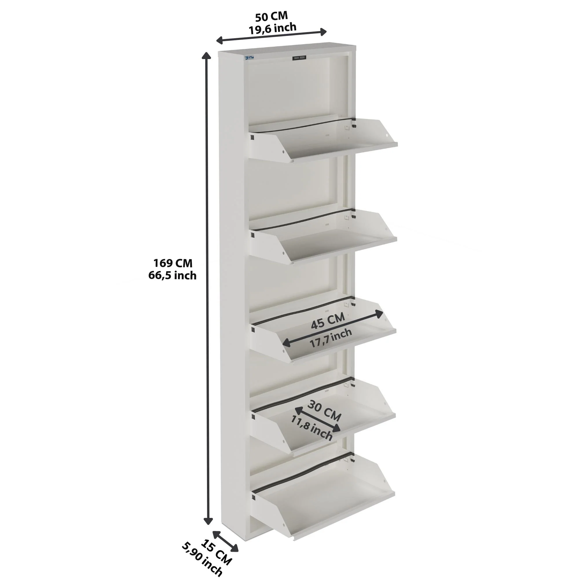 Antibacterial 5 Tier metal shoe cabinet without holes