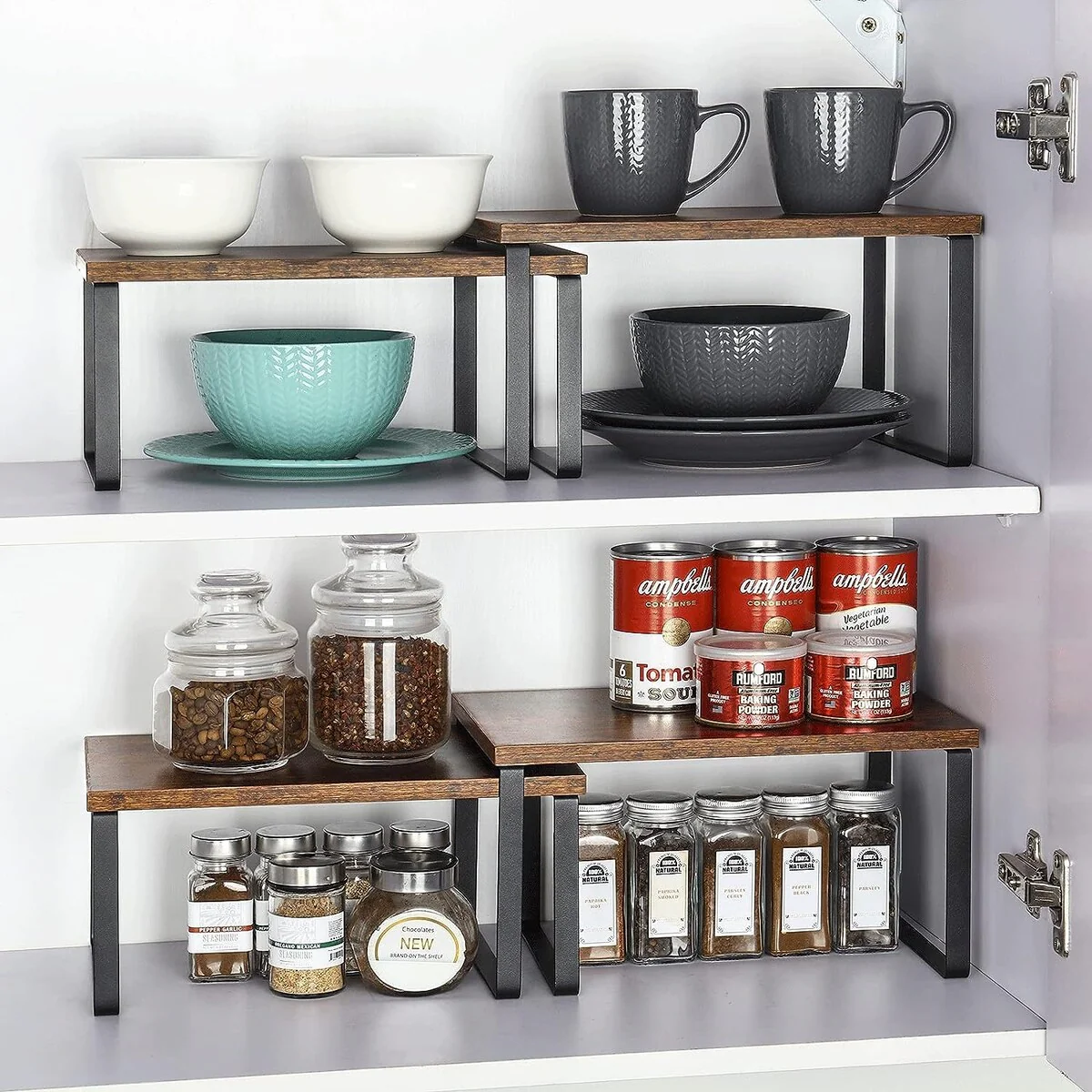 Stackable Kitchen Cabinet Shelves Organizer