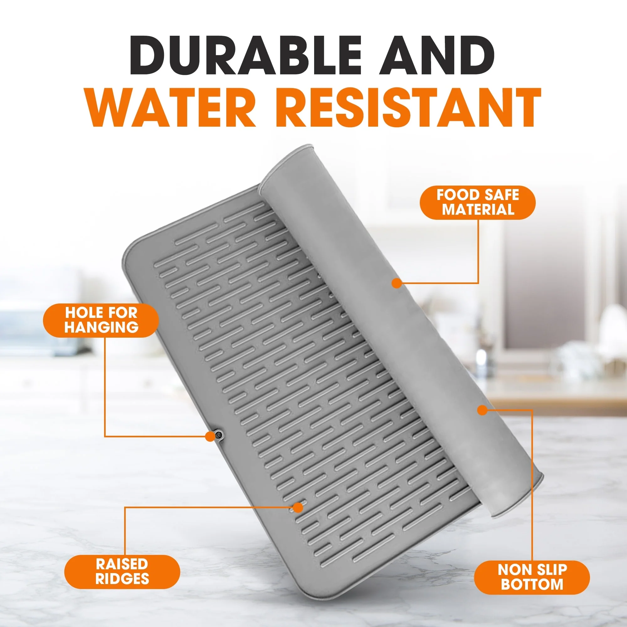 Cheer Collection Silicone Large Dish Drying Mat for Kitchen Counter