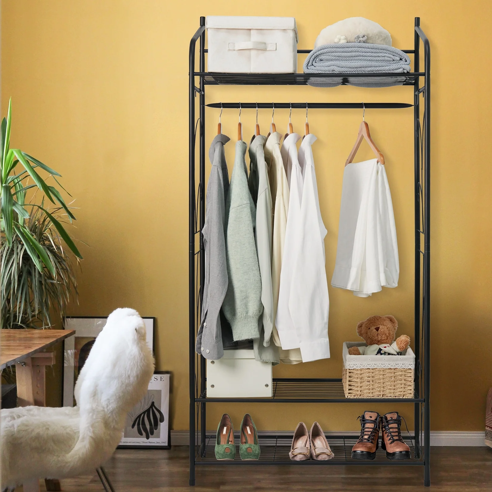 Garment Stand 3 Tiers Clothes Rack Wire Shelving Freestanding Closet - 31x14.2x63.3 inch