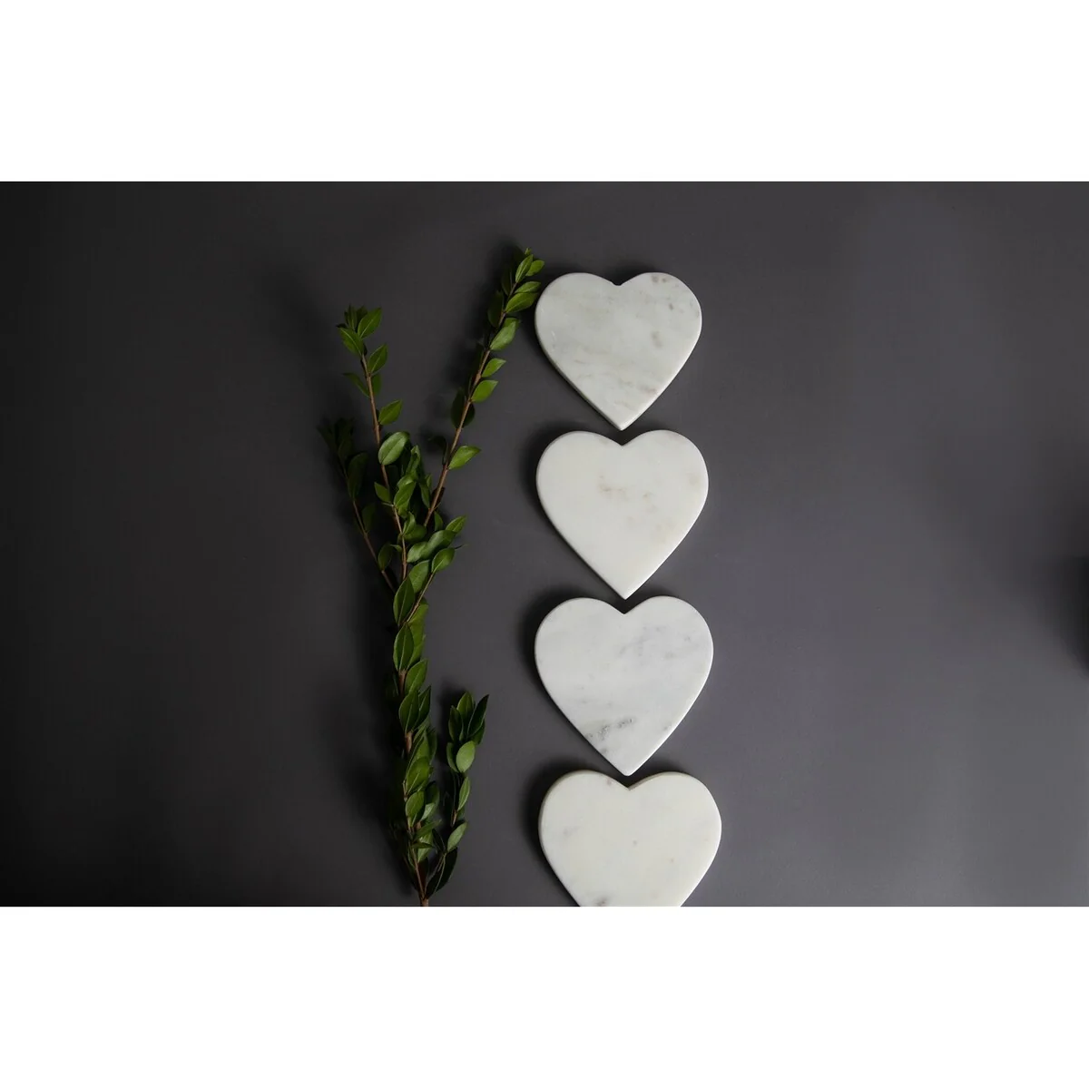 Set of 4 Heart Shaped Coasters - White