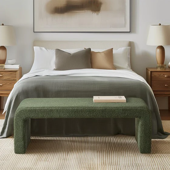 Goldmine Upholstered Bench with Curved Seat