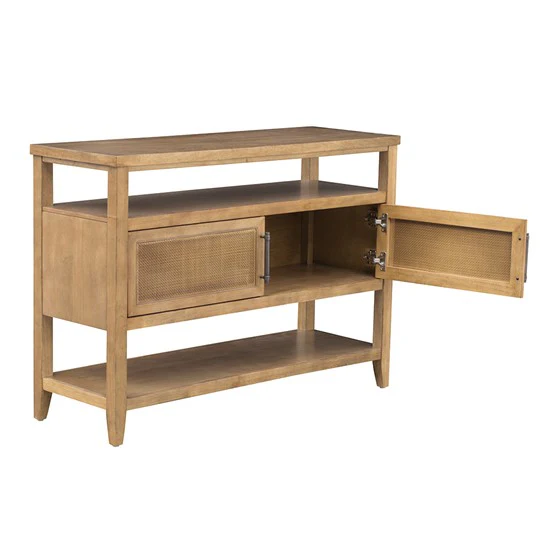 Console Table with 2 Cane Doors and 2 Shelves