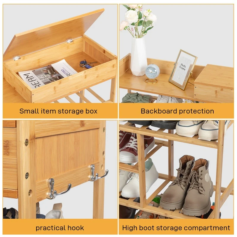 24-batten Bamboo Shoe Rack-6-Tier
