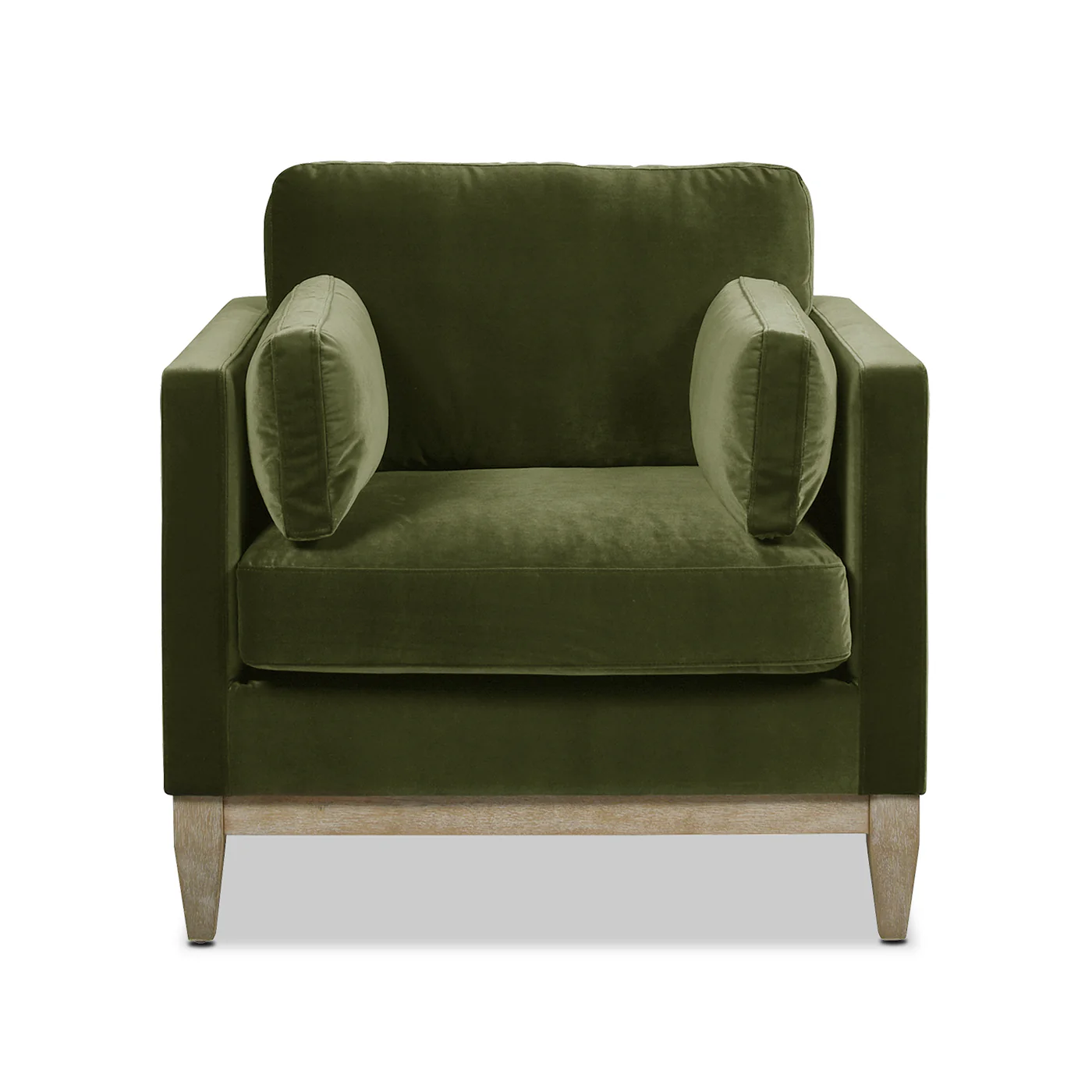 Brooding Upholstered Accent Chair with Arm Cushions and Wood Legs