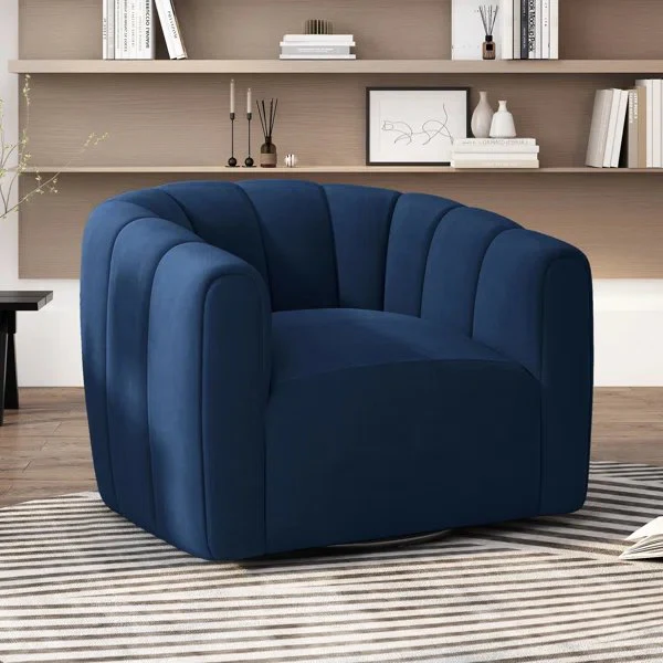 Serenizia Upholstered Velvet Swivel Chair with Channel Tufted