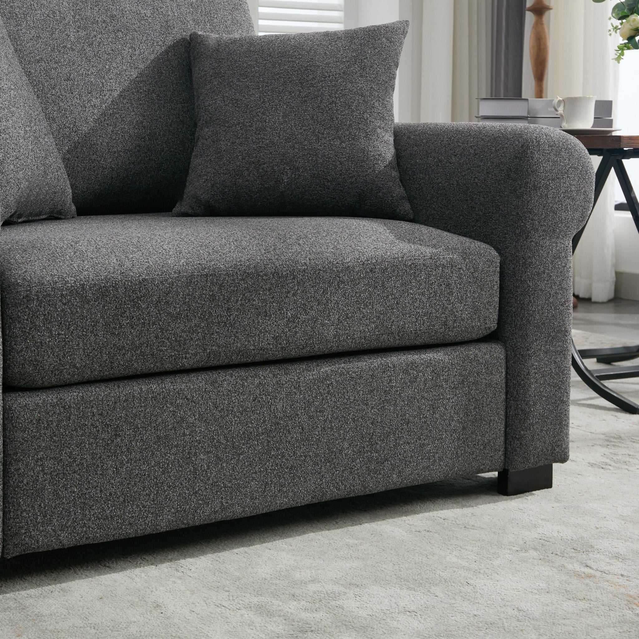 Elicited Upholstered Arm Chair with Wide Armrests and Removable Cushion