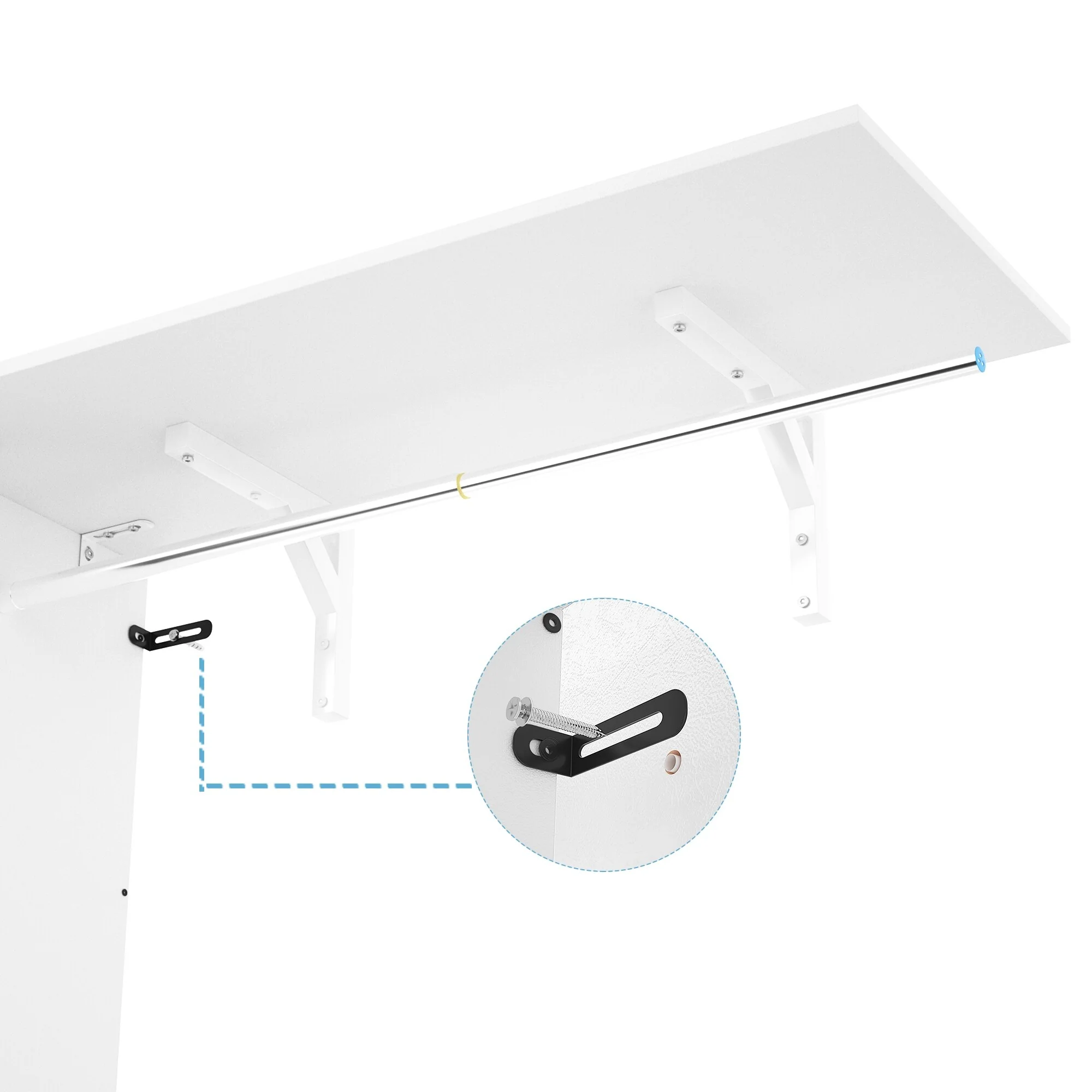 20.2'' - 96'' W Closet Organizer with Drawers, Closet System with Hanging Rods and Adjustable Shelves