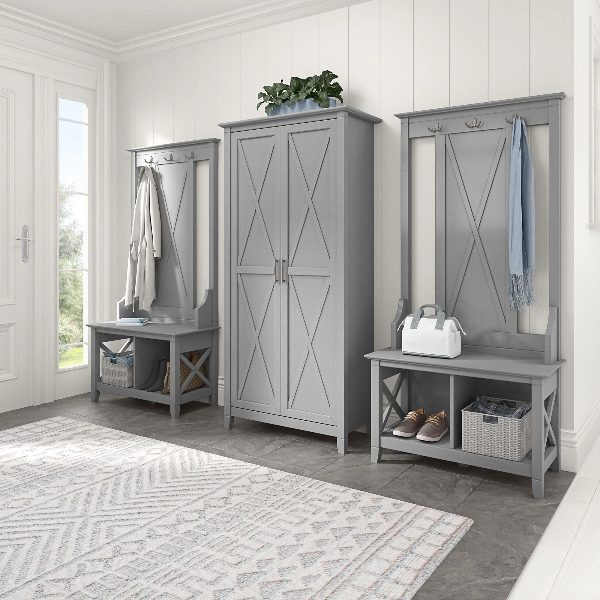 Key West Hall Tree with Shoe Storage Bench by Bush Furniture