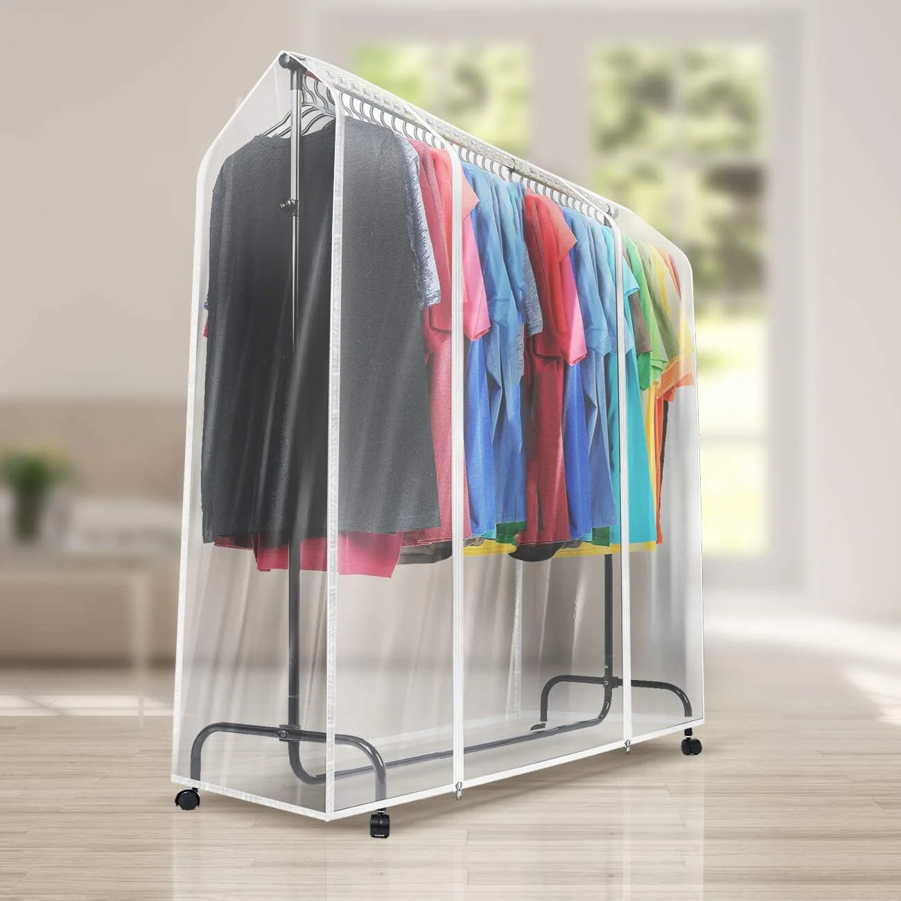 6 Ft Transparent Clothes Rail Cover Gament Coat Hanger Protector Storage