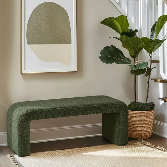 Goldmine Upholstered Bench with Curved Seat