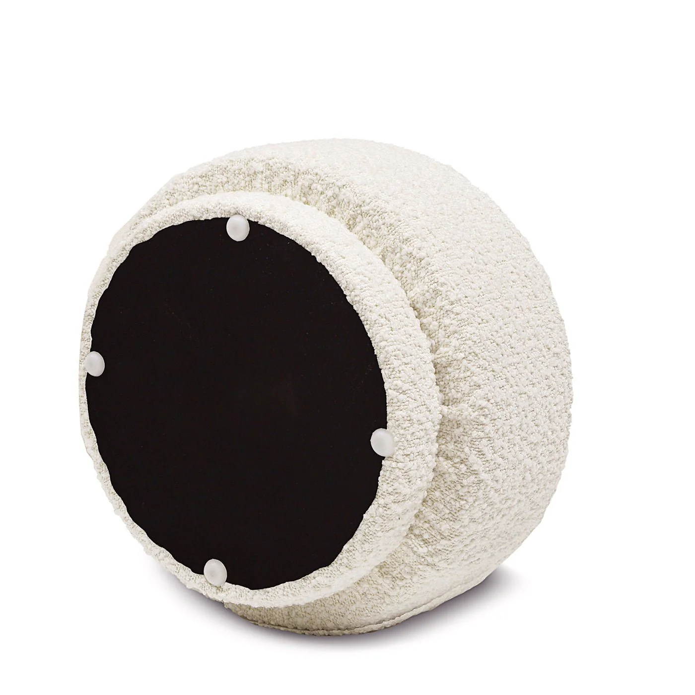 Mushroom Footstool with Sherpa-Textured Upholstery