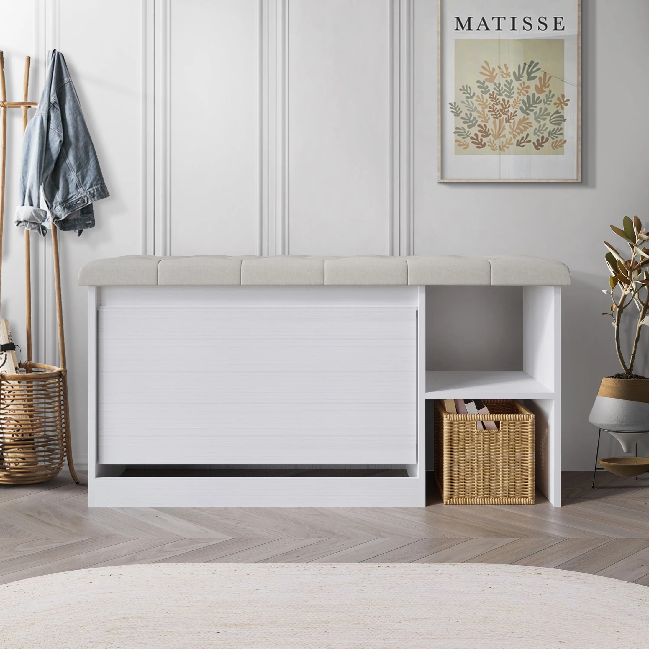 CraftPorch Multifunctional Flip-Drawer Storage Shoes Bench