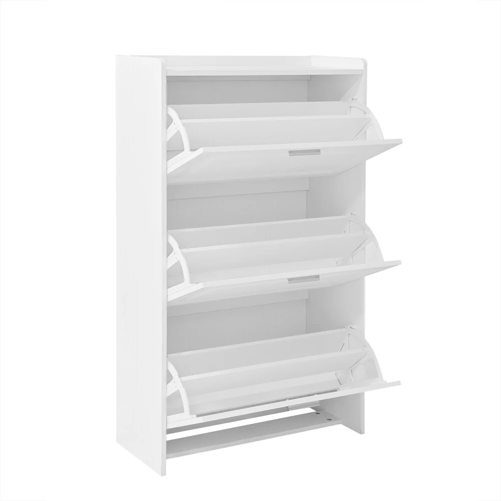 Free Standing Wood Shoe Storage Cabinet with 3 Flip Drawers