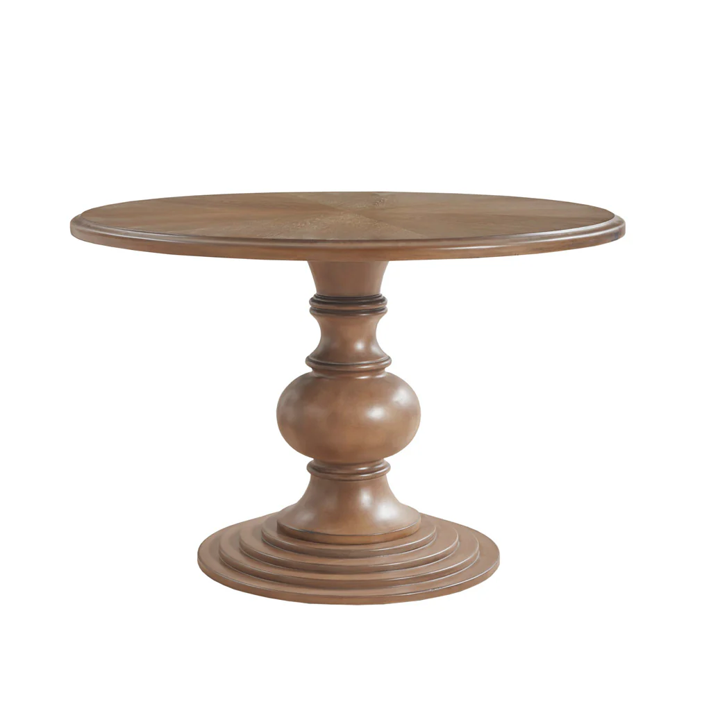 46 Round Pedestal Dining Table with Wood Frame
