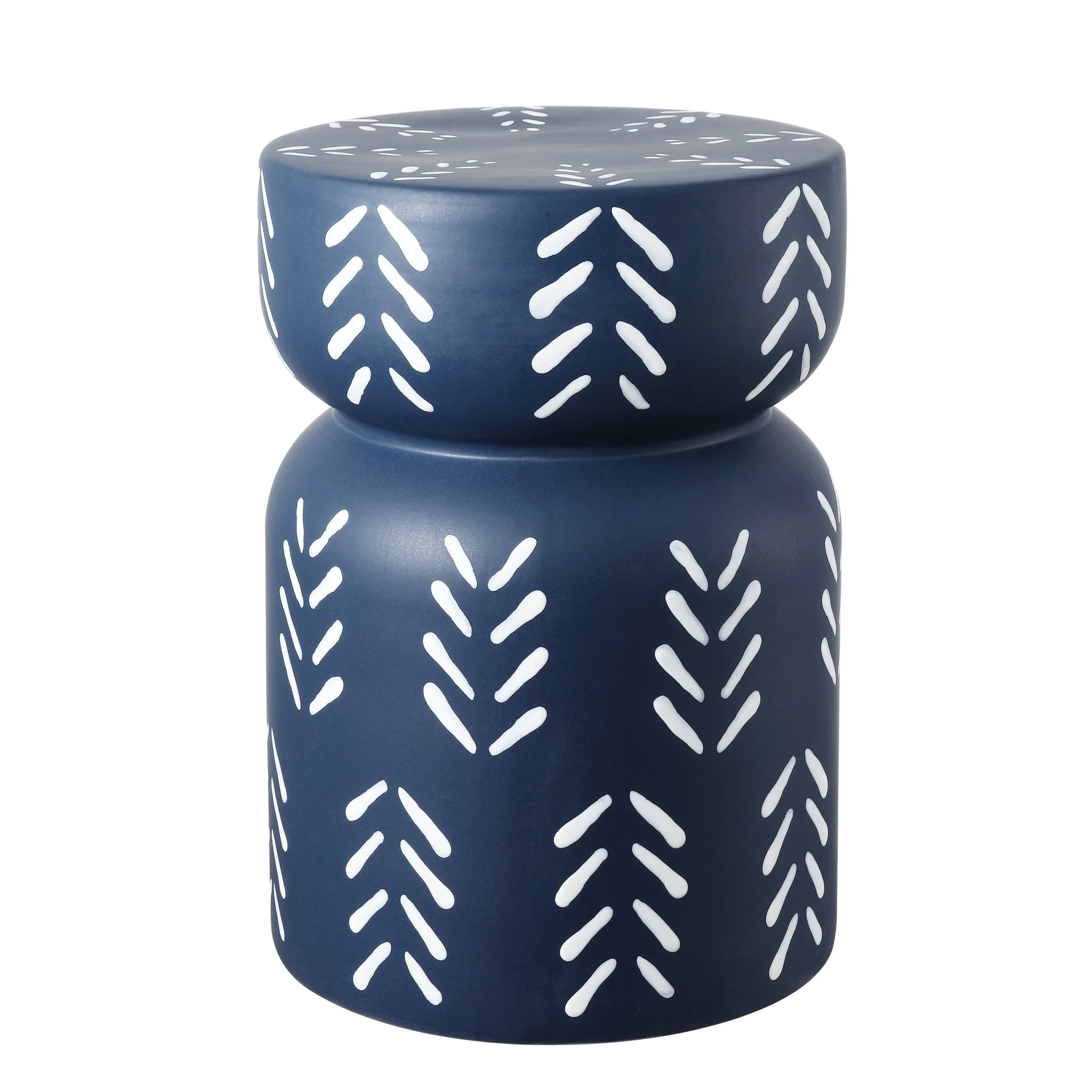 Kiri Modern Bohemian Arrow Pattern Drum Indoor/Outdoor Garden Stool
