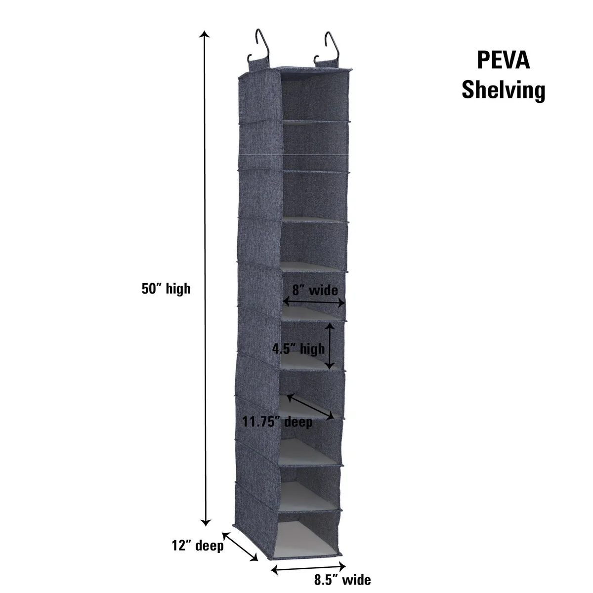 Household Essentials Hanging Cotton Blend and Plastic Closet Organizer with 10 Shelves - 8.0