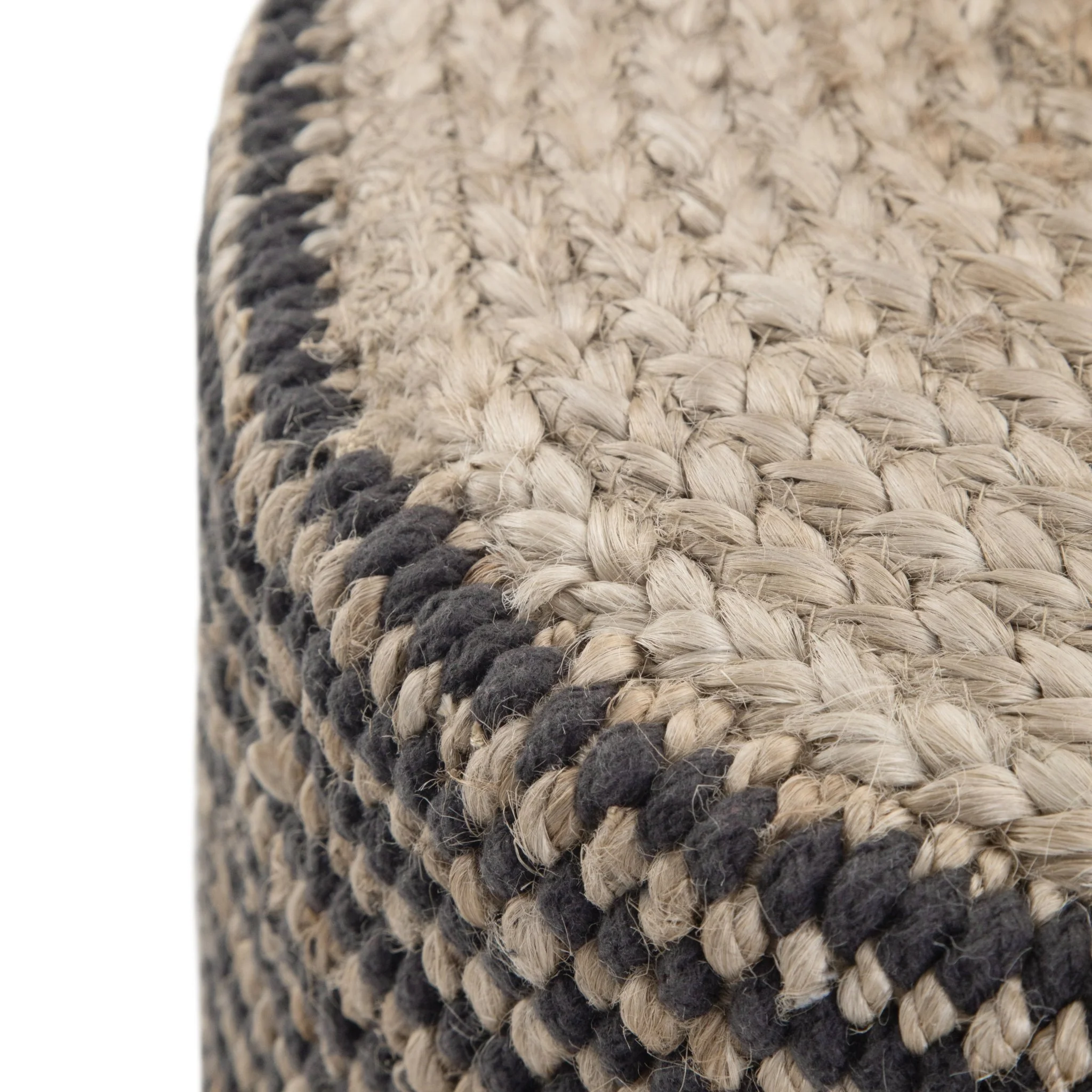 Multi-functional Handcrafted Round Pouf with Hand Braided Jute