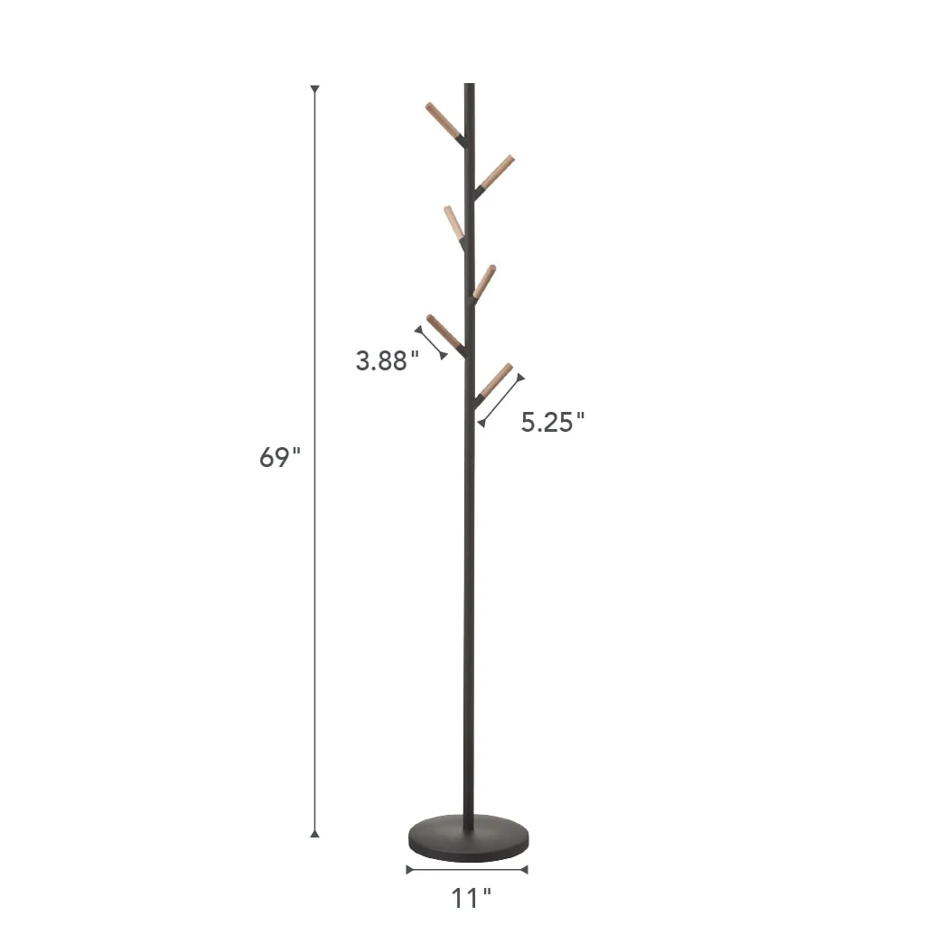 Yamazaki Home Coat Rack, Steel, Holds 26.4 lbs - L 11.02 x W 11.02 x H 69.69 inches