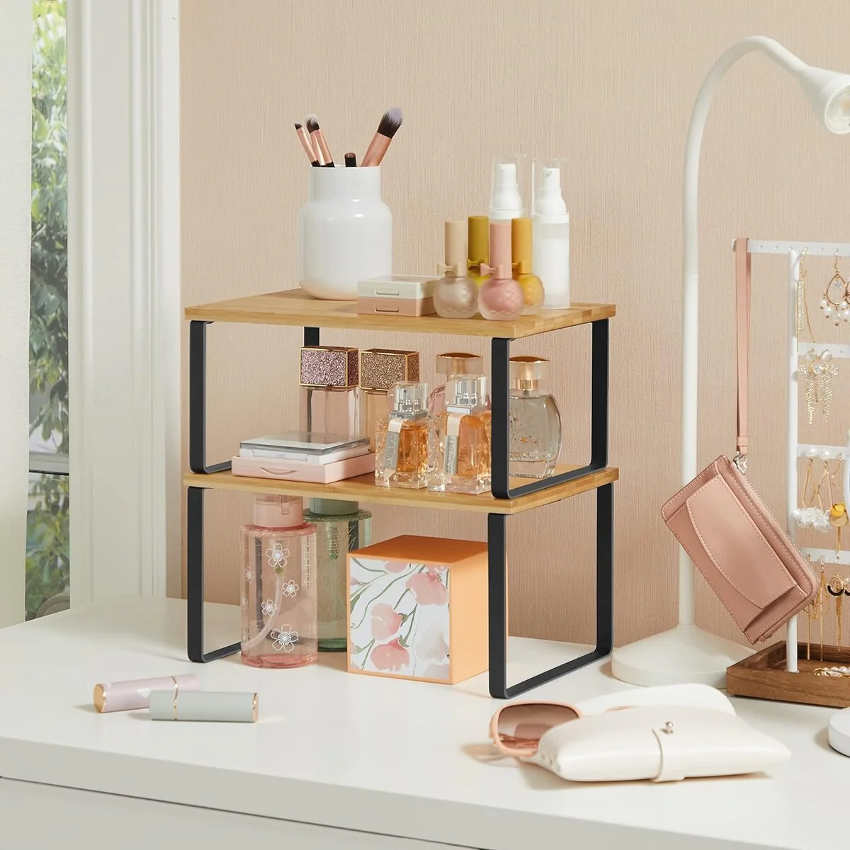SONGMICS Kitchen Cabinet Shelf 2 Set Cabinet Counter Organizers