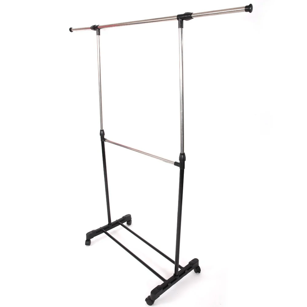 Single-bar Horizontal-stretching Stand Clothes Rack Black