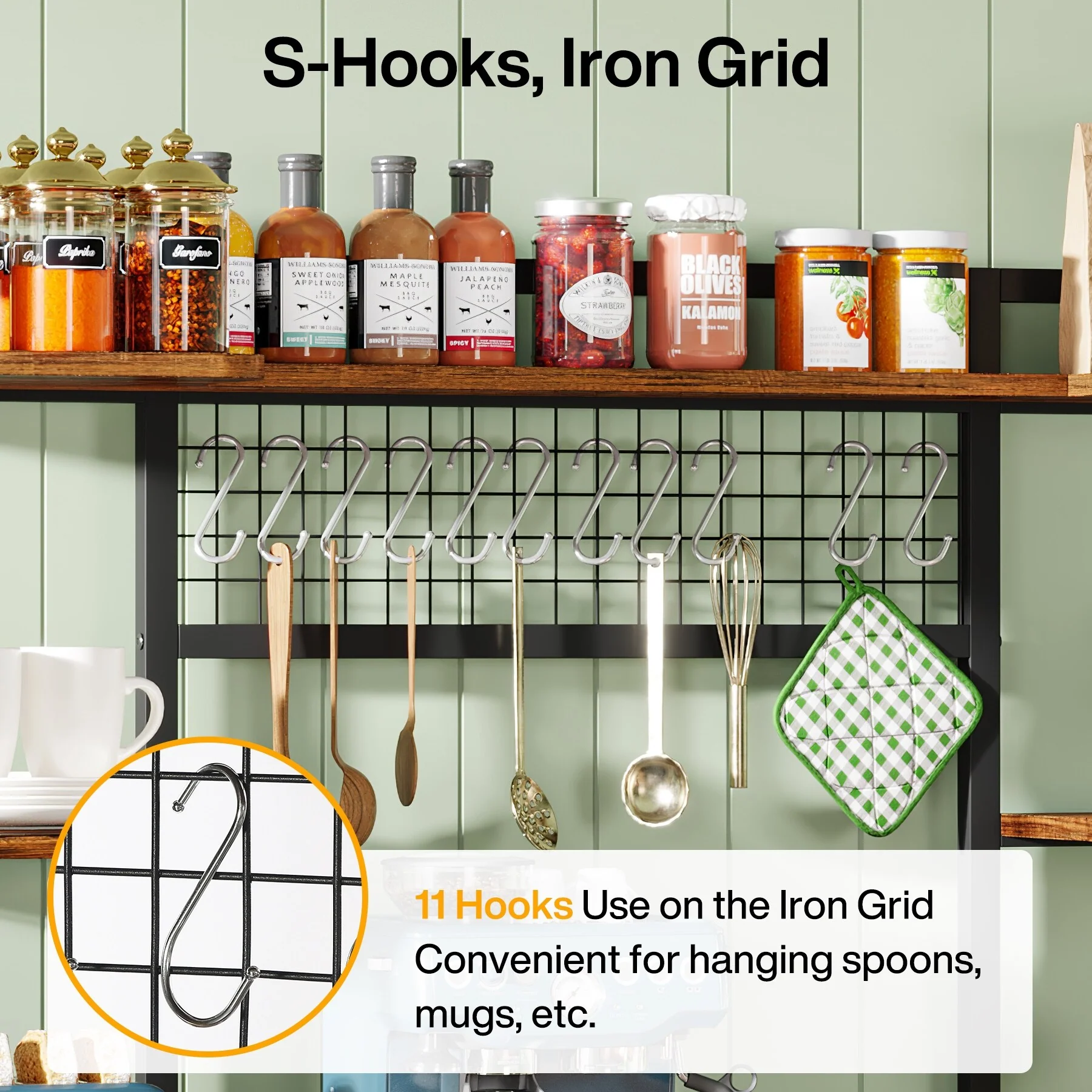 5-Tier Large Kitchen Bakers Rack, 55