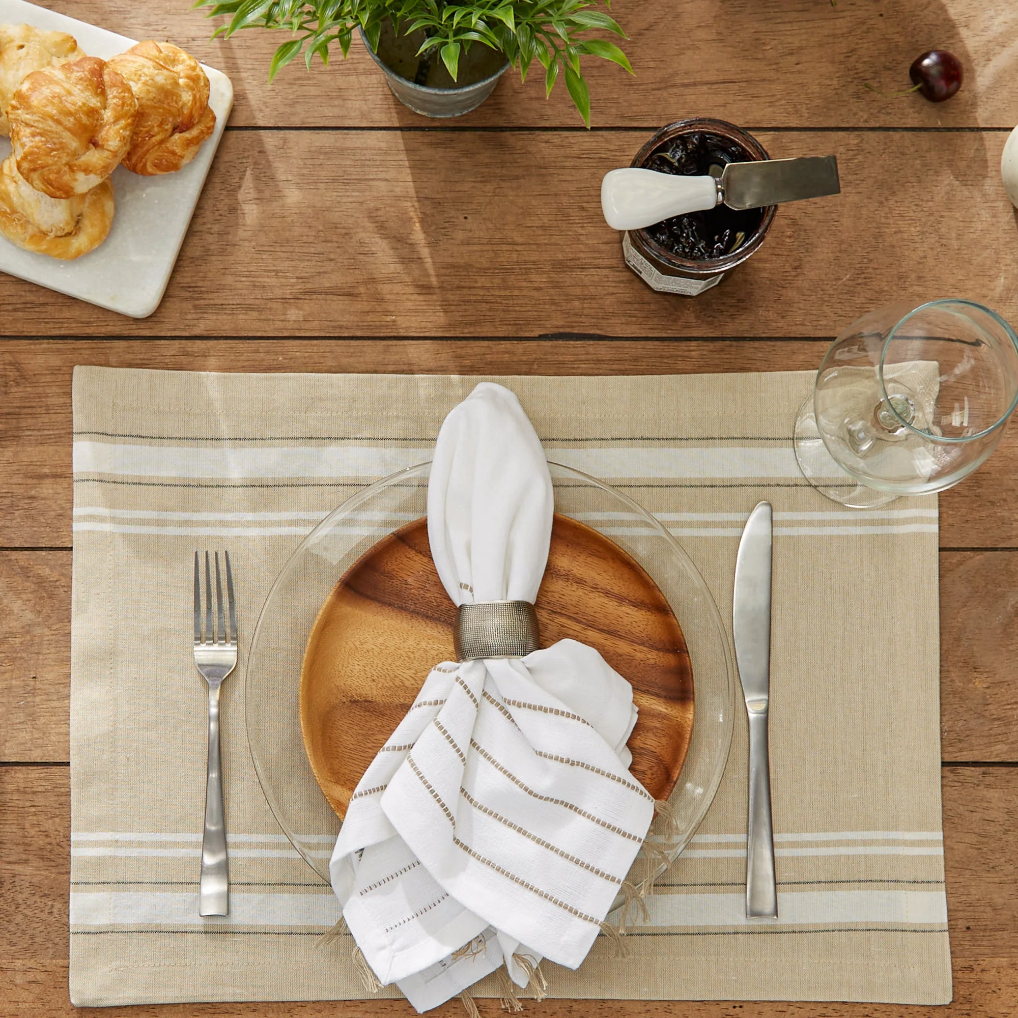 White French Stripe Placemats, Set Of 6