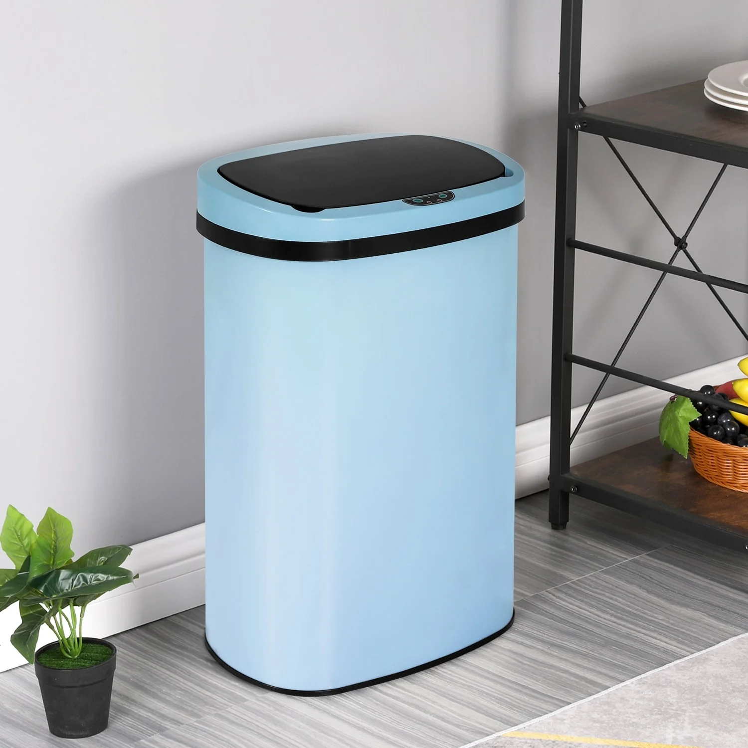 Motion Sensor 13 Gallon 50 Liter Stainless Steel Odorless Slim Trash Can by Furniture of America