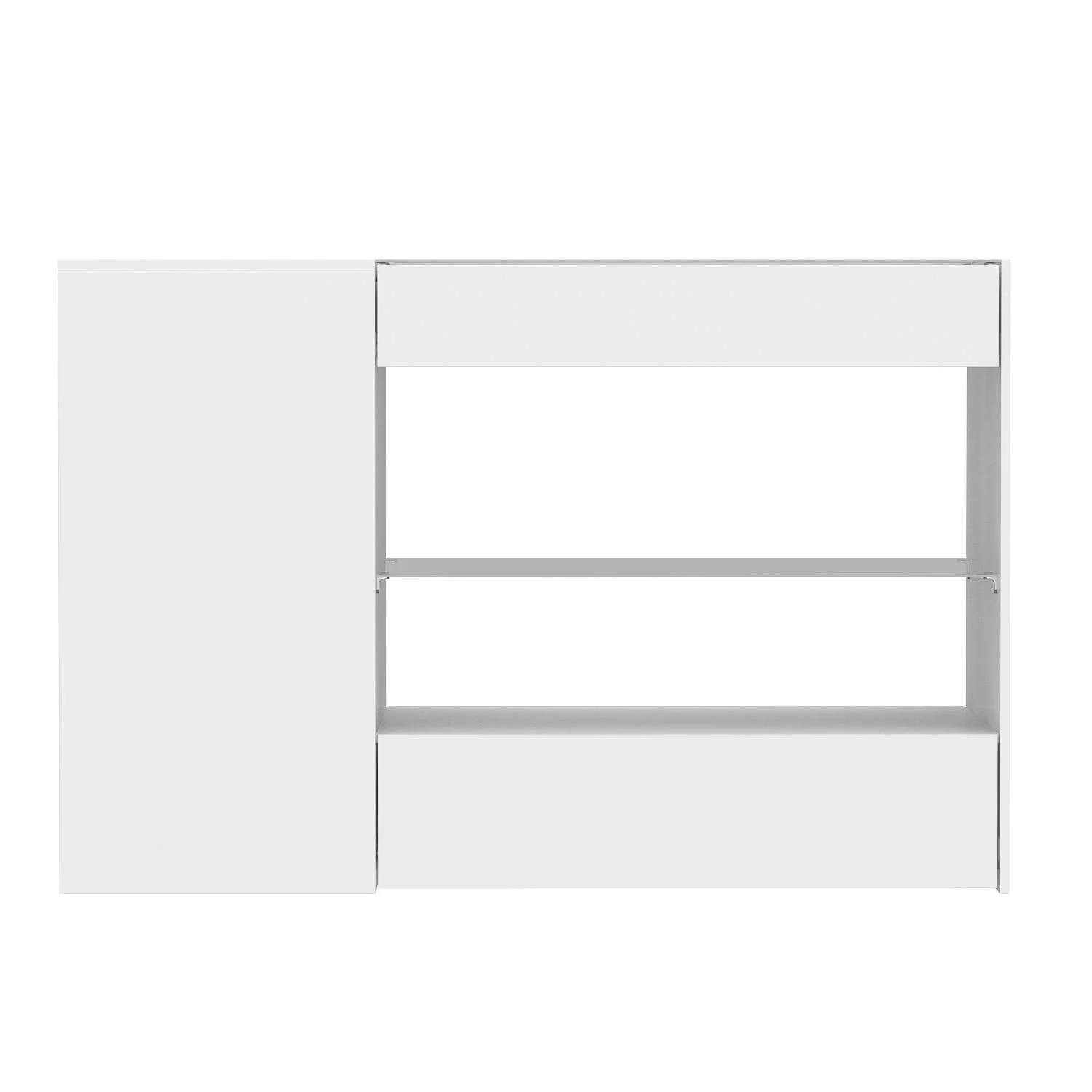 Dressing Island with Glass Shelves Spacious White Organizer Closet - 47.2