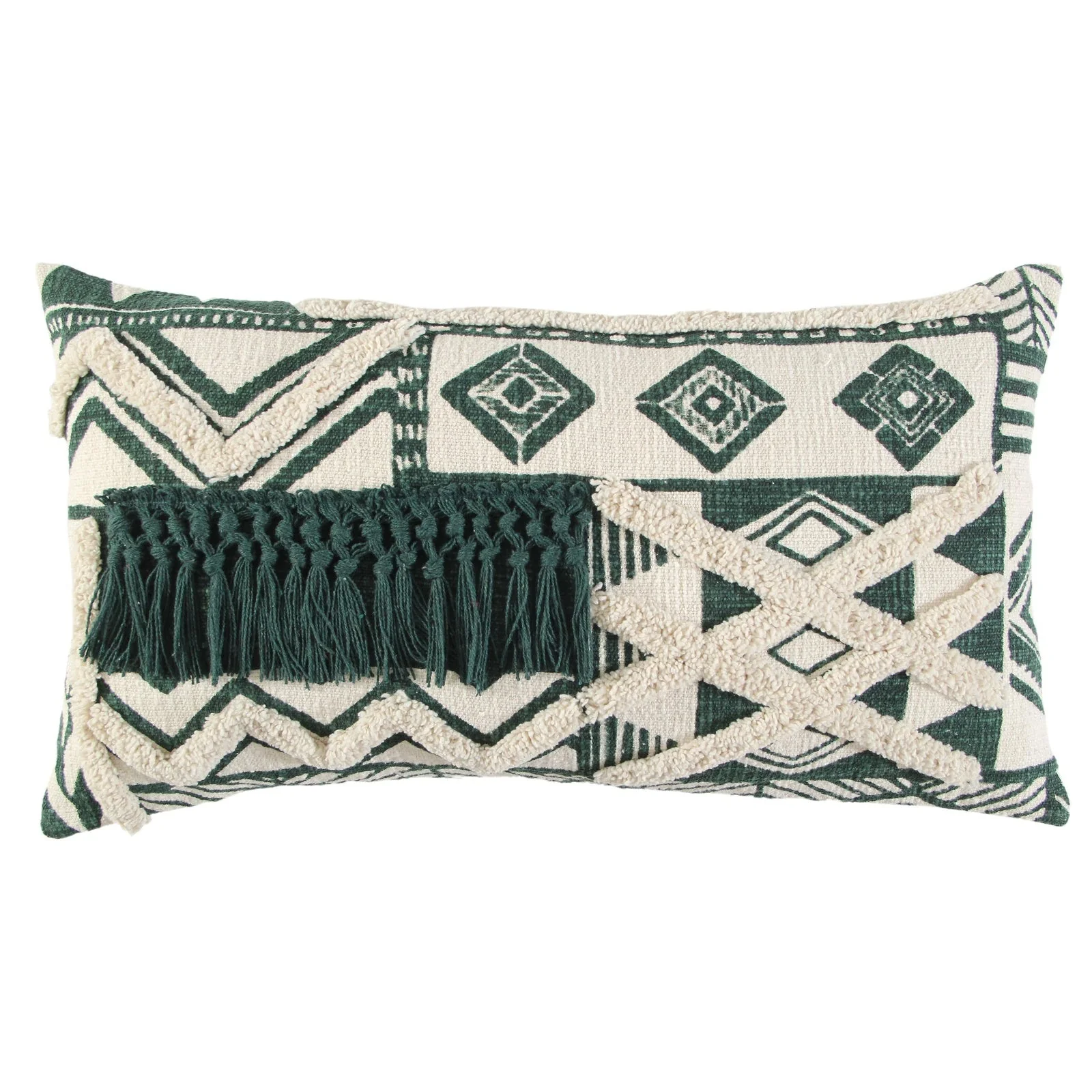 Geometric Printed Textured Cotton Decorative Throw Pillow