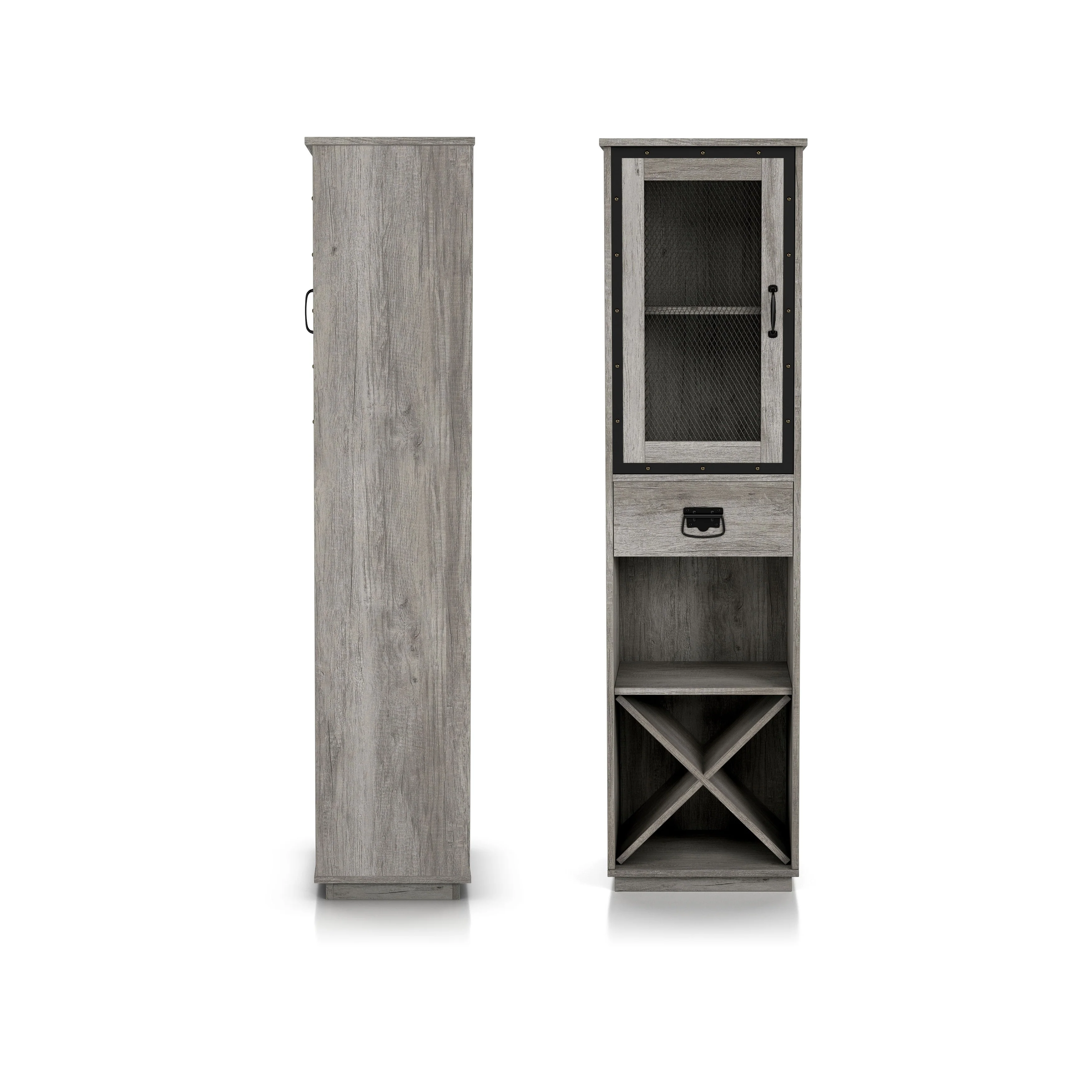 DH BASIC Industrial 3-shelf Tower Cabinet with Wine Bottle Storage by Denhour