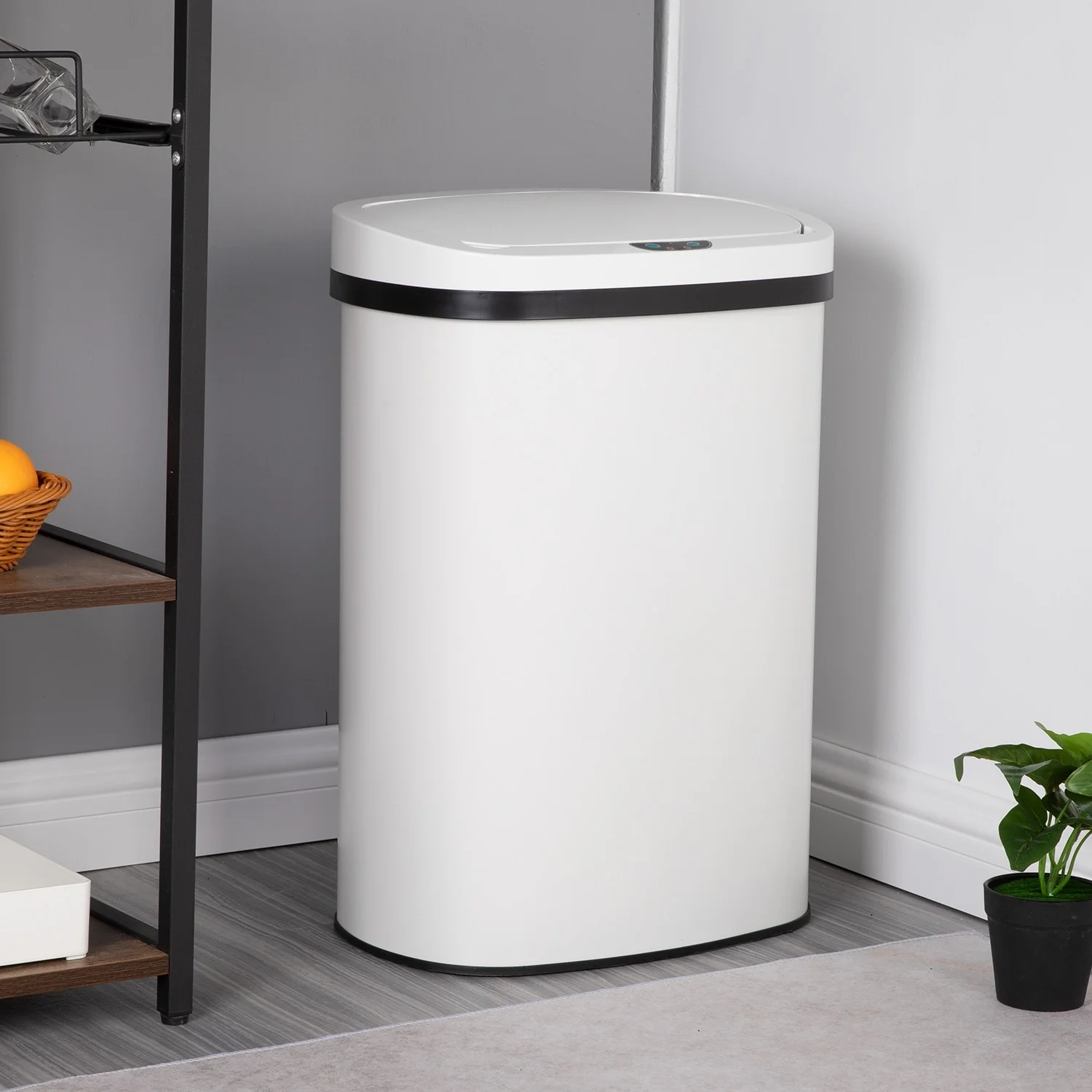 Motion Sensor 13 Gallon 50 Liter Stainless Steel Odorless Slim Trash Can by Furniture of America